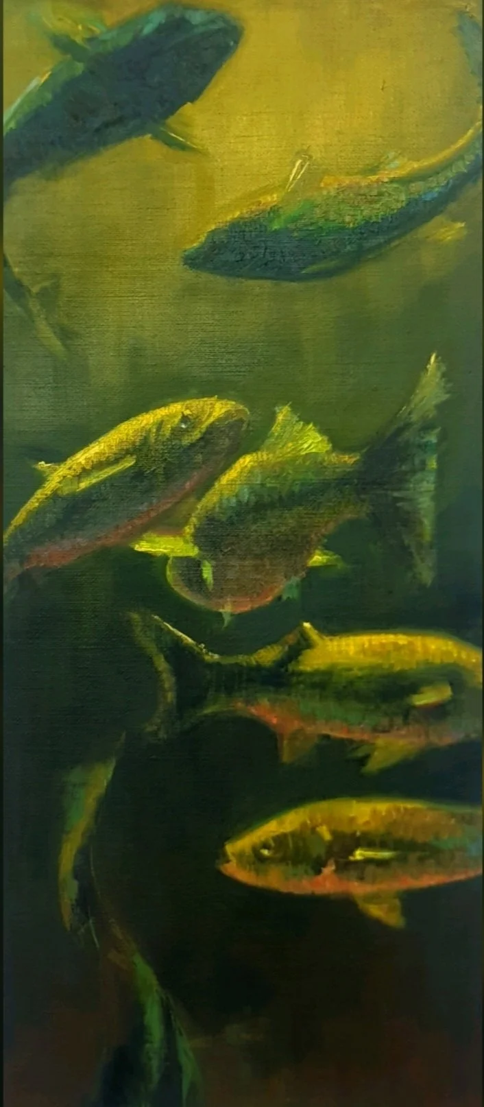 Viridis (2022) olieverf op linnen, 30x70cm.