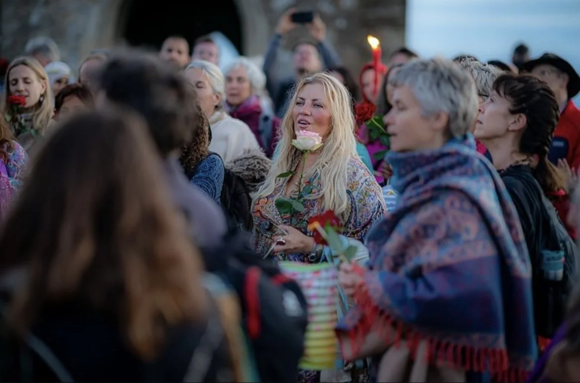 Caroline Glazebrook Rose Priestess, Pilgrimage of Light, Glastonbury Tor, Sacred Magdalene Festival Glastonbury