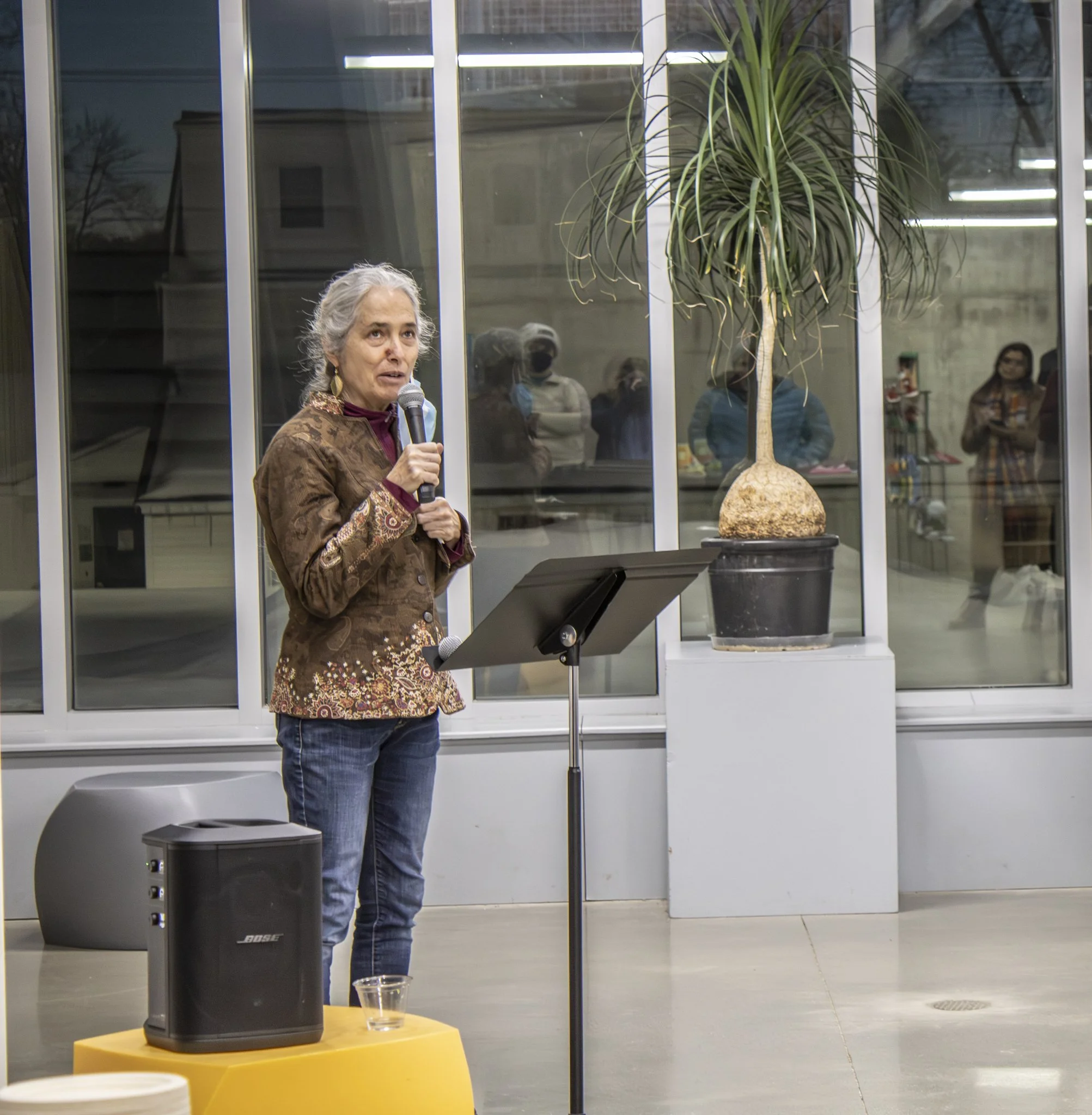 Jan Collins, assistant director of the Maine Prisoner Advocacy Coalition, speaks on her personal connection to the show and her work with incarcerated individuals in Maine at the Inside Vision show.