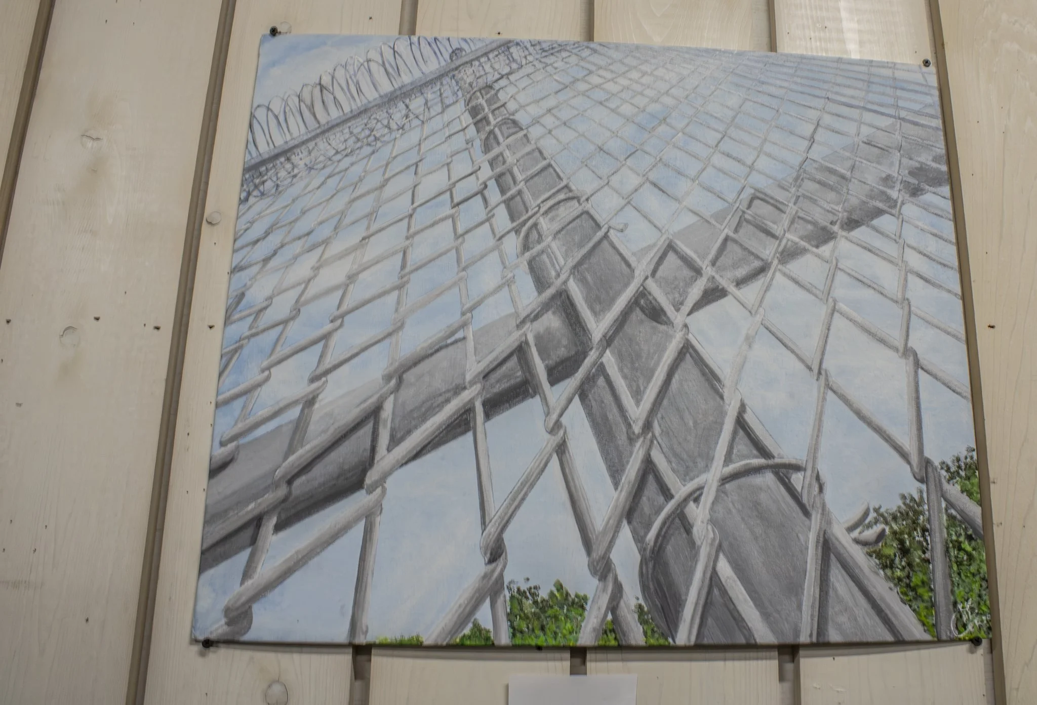 On The Fence by Colin K is a painting shown as part of the Inside Vision show in the Emery. 