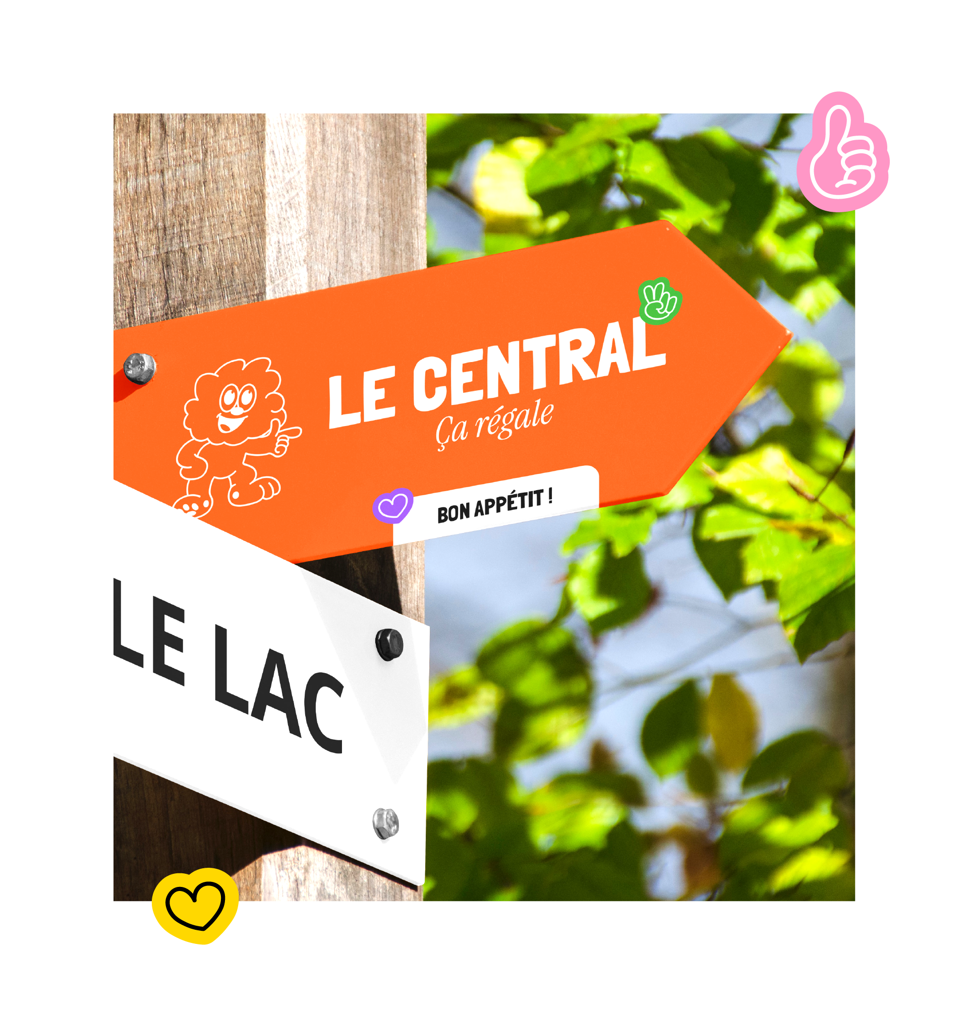 Panneau de signalétique Le Central, restaurant accessible à Annecy Le Vieux