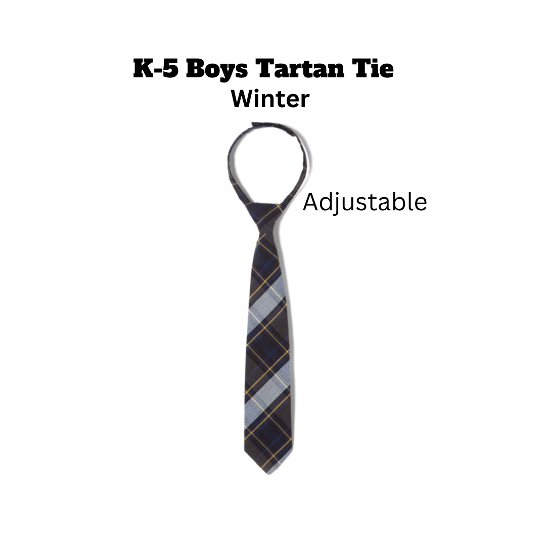 K-5 Boys Winter Uniform -  Adjustable Tartan Tie