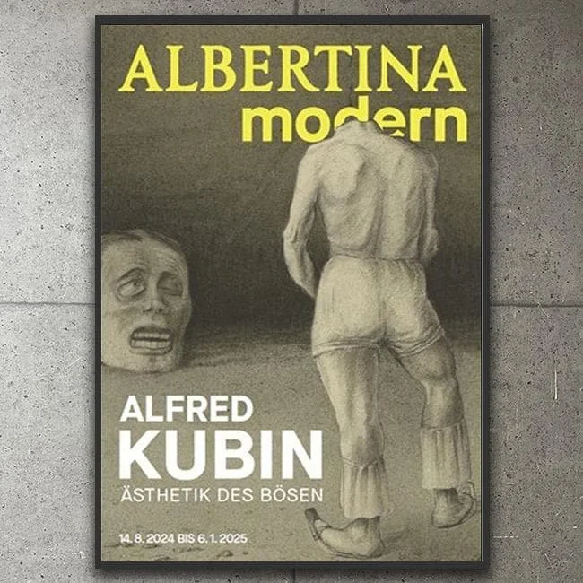 Poster for "The Aesthetics of Evil" (14 August 2024 – 6 January 2025): a headless man seen from behind and his severed head.