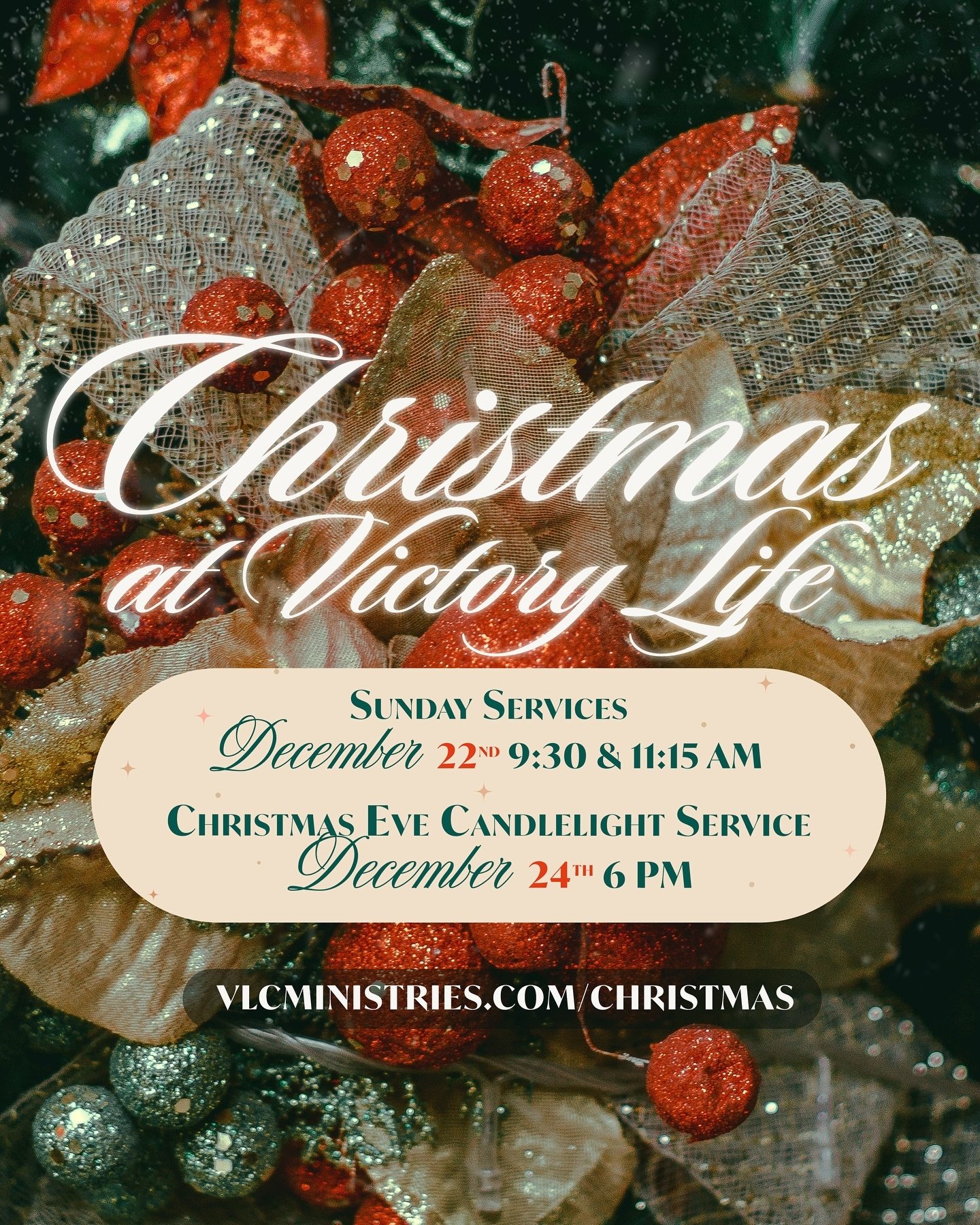 Christmas at Victory Life Church is here, and we can&rsquo;t wait to celebrate the true meaning of the season! We will hold two identical Christmas services on Sunday, December 22nd, at 9:30 AM and 11:15 AM. Join us for Christmas songs, a short messa