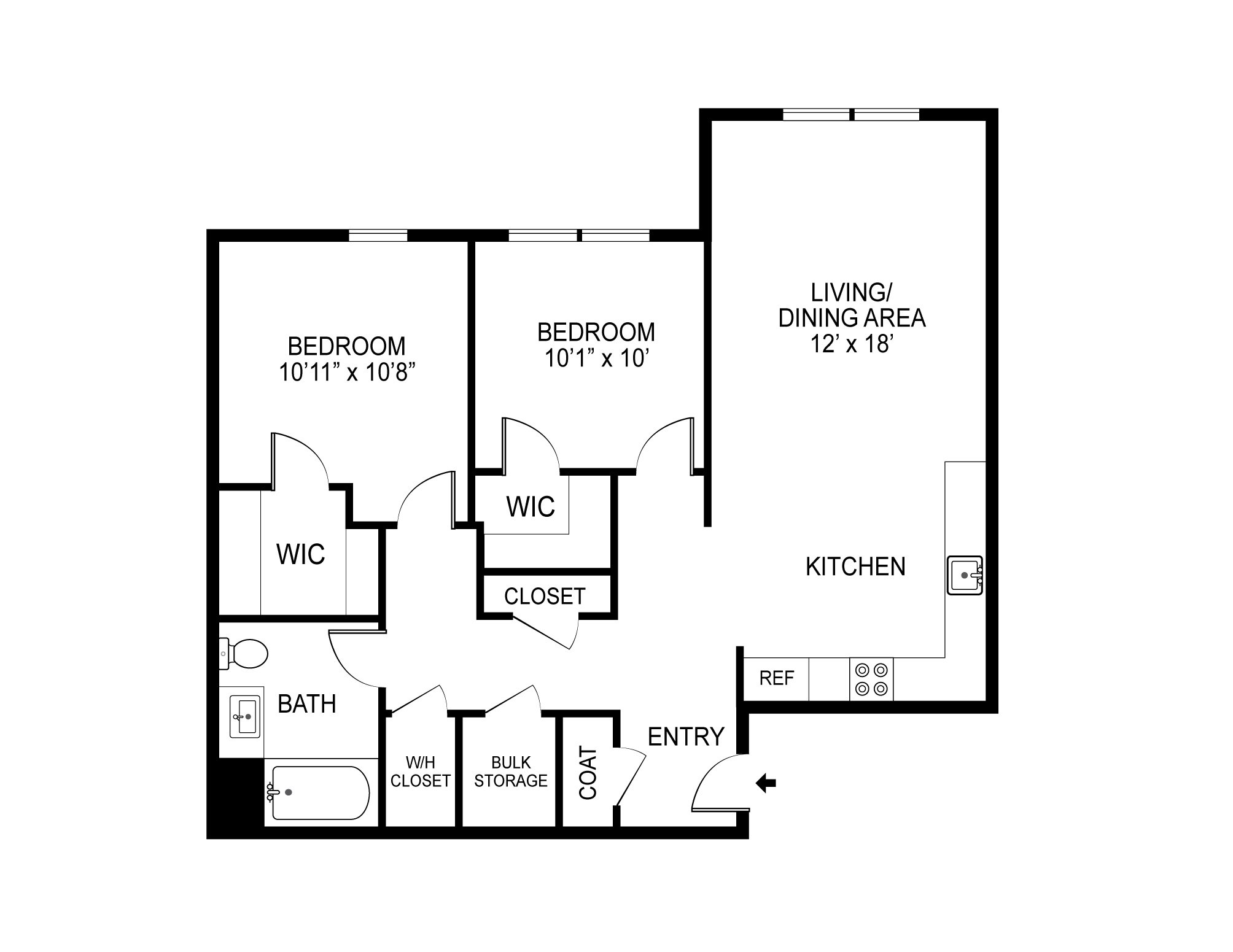 Example of Two Bedroom Unit