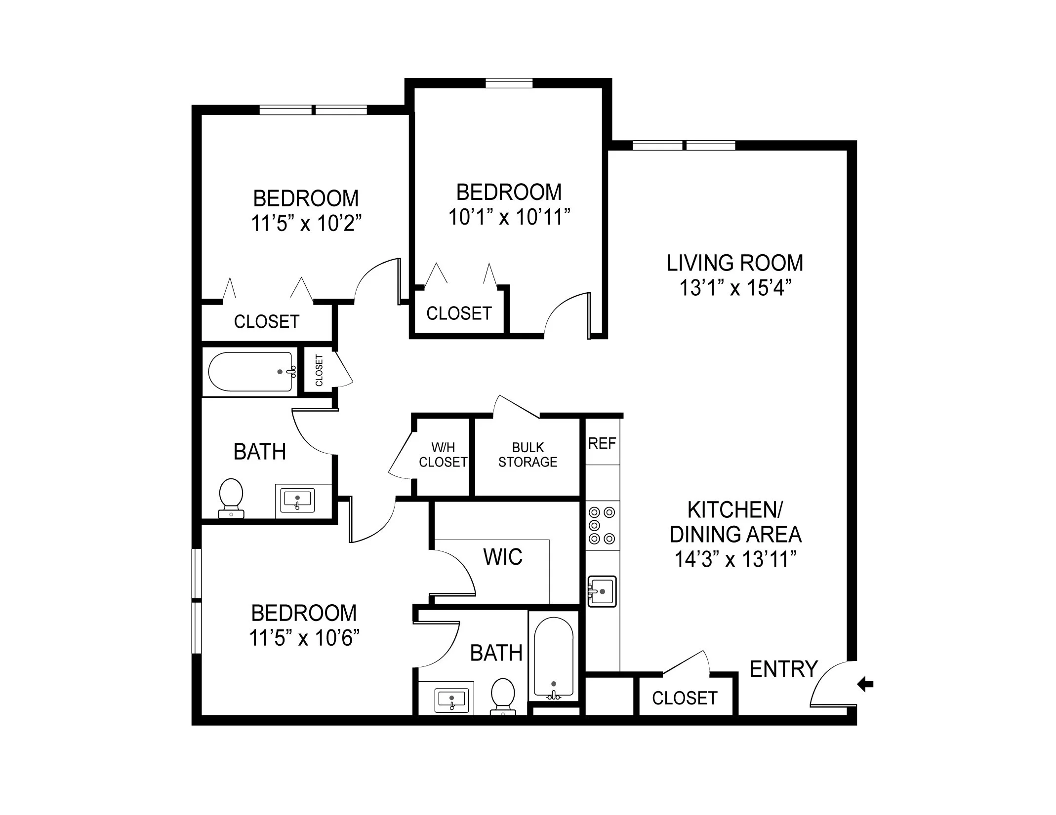 Example of Three Bedroom Unit