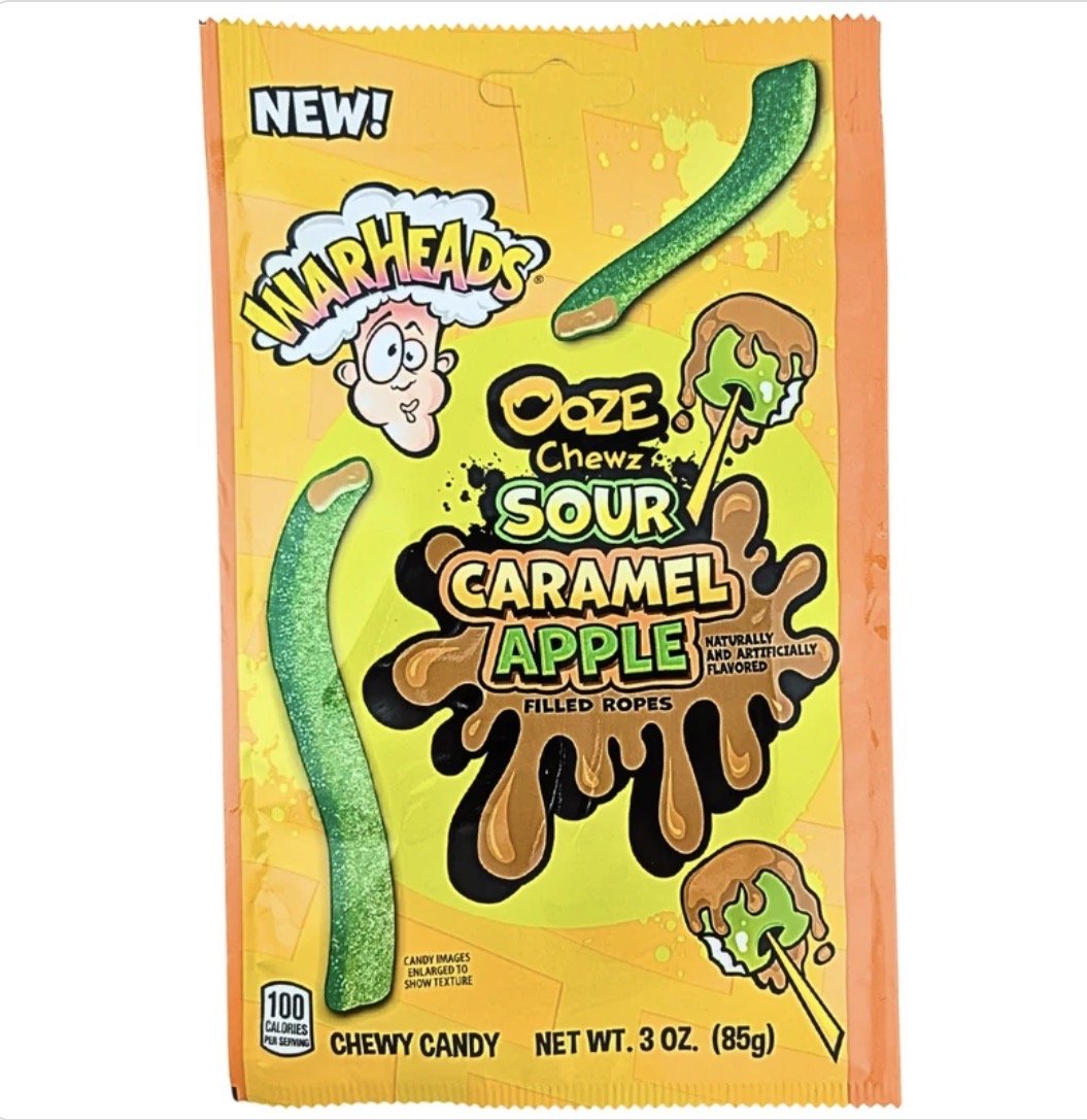 Warheads Ooze Chewz Sour Caramel Apple Filled Ropes