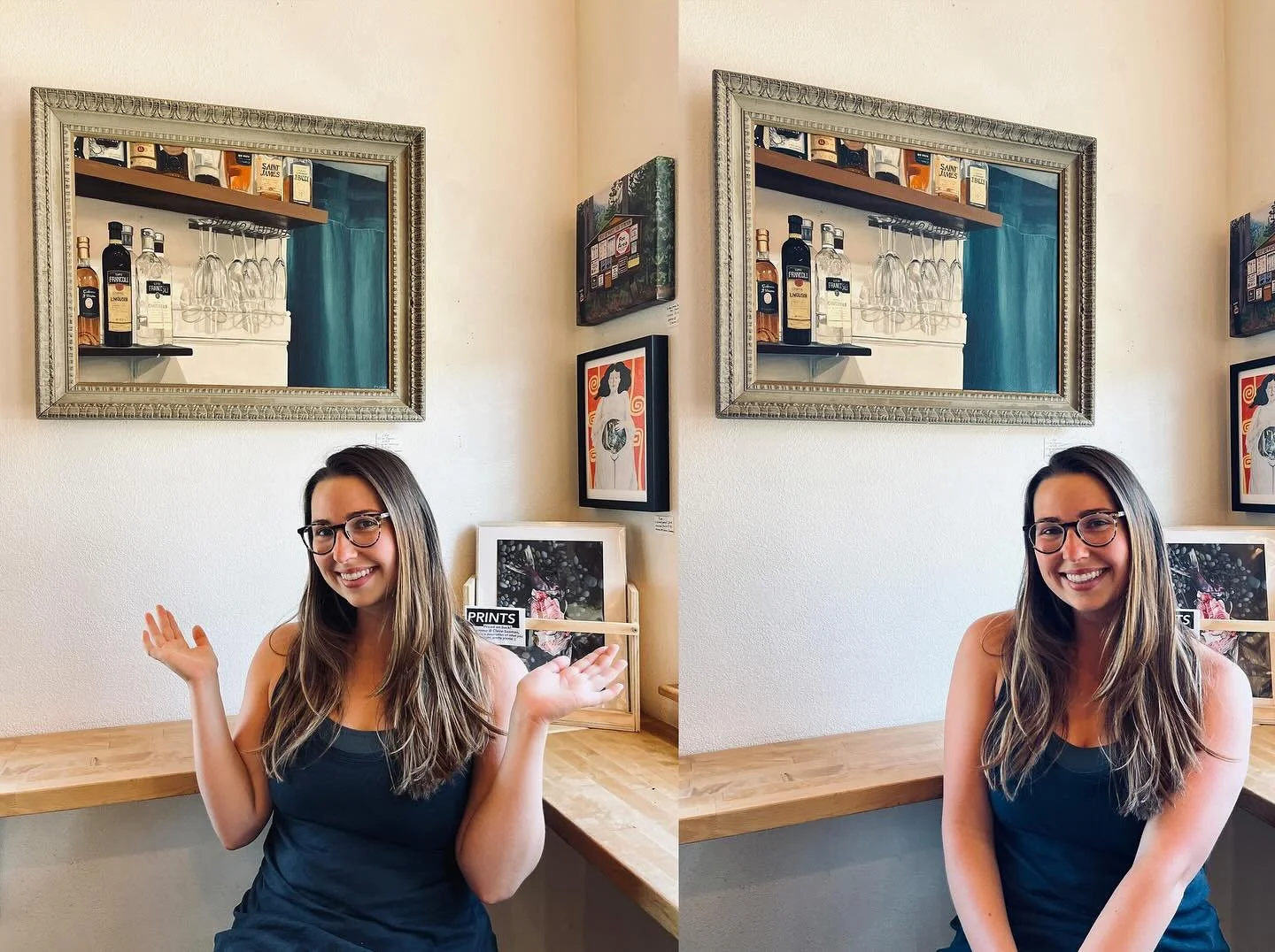 &lsquo;il Bar&rsquo; is finally finished and hung up for its debut at Argonaut! Oil on canvas, complete with vintage frame. The image comes from a bar in Pisa when I was there with @delauey in 2019, and was intrigued by the light play on those prosec