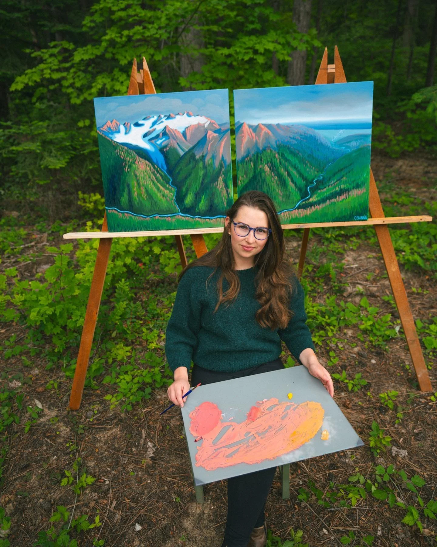 2/2 Documenting the process of painting a portrait of the Blue Glacier for the Olympic Nat&rsquo;l park&rsquo;s Terminus Project. Thanks again to @juliannalyle for the photos 🗻🥰