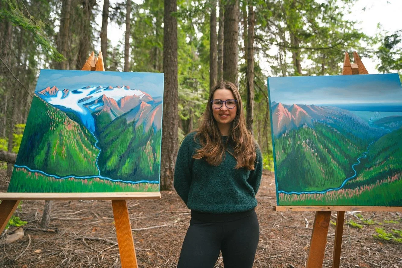 1/2 Excited to share this series by the oh-so-talented @juliannalyle ! documenting the evolution of my painting for the Terminus Glacier Memorial Project. Who knew I&rsquo;d not only get some beautiful images but also an amazing friend out of the dea