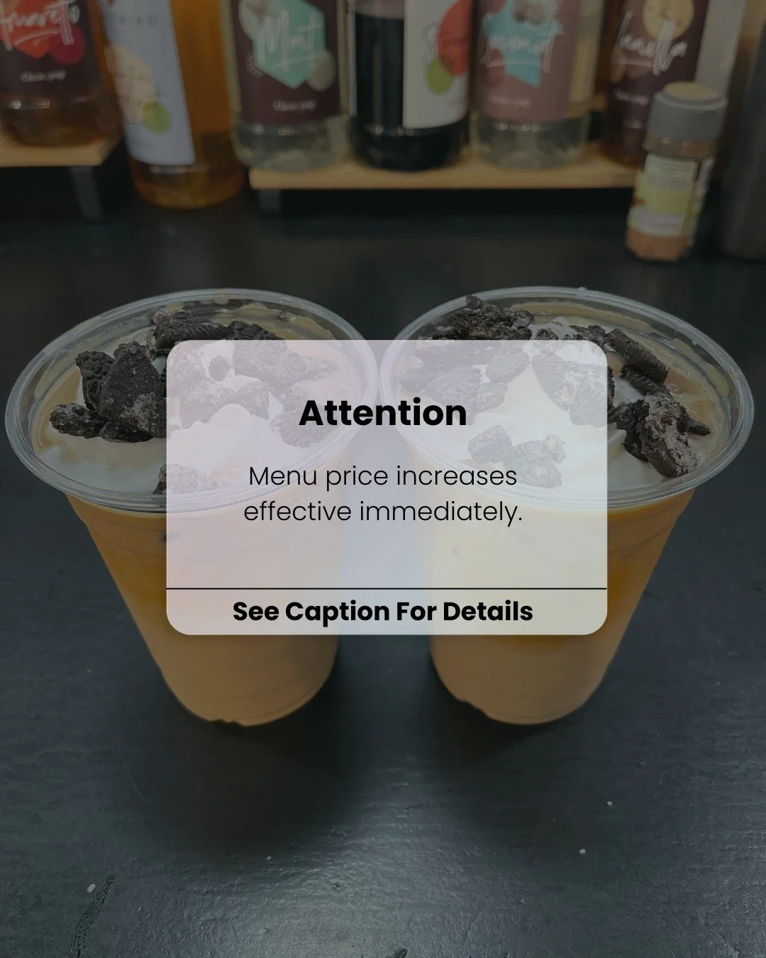 As our costs continue to rise, we've made small adjustments to help us keep sourcing quality ingredients and paying the team fairly. 

Thanks for continuing to support local! 🙏🏼☕️