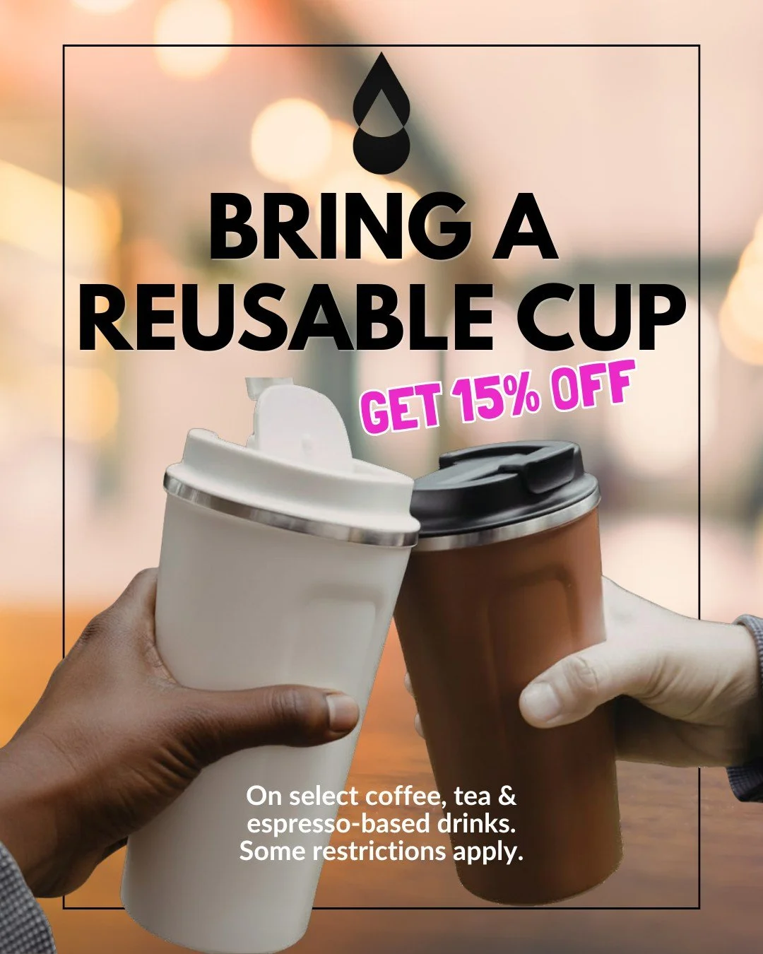 Did you know? 💡☕️

We offer a 15% discount on select coffee, tea and espresso-based drinks if you bring your own reusable cup.

*Doesn't apply to our Bruud Flights. 
*Some restrictions apply. Ask our baristas for more details.

#lesswaste #earthfrie