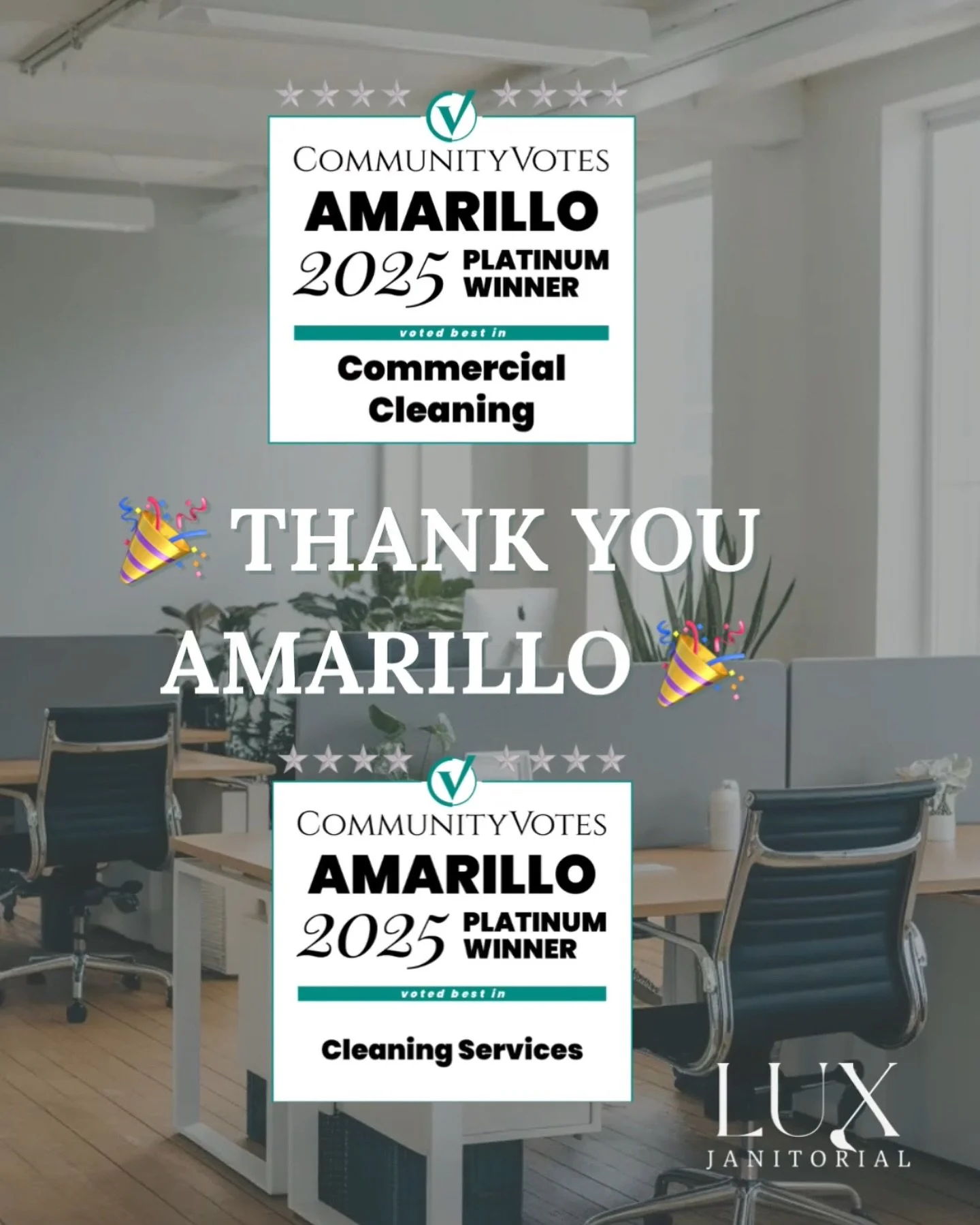 We’re honored to be recognized Best Cleaning Service & Best Commercial Cleaning! 🏆
Huge thanks to our hardworking team who makes this possible every day, and to Amarillo for trusting us with your spaces! We’re proud to keep setting
