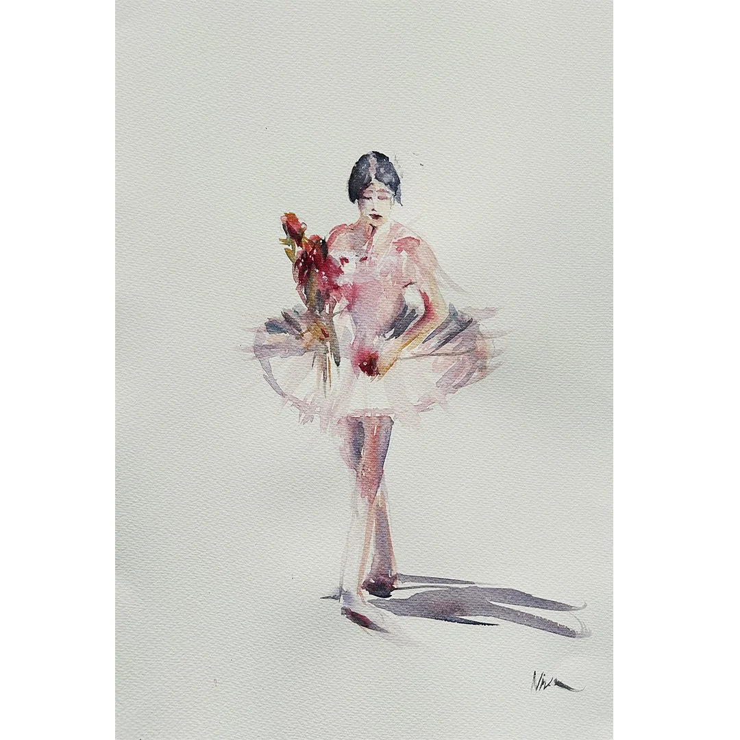 Ballet Dancer with Flowers