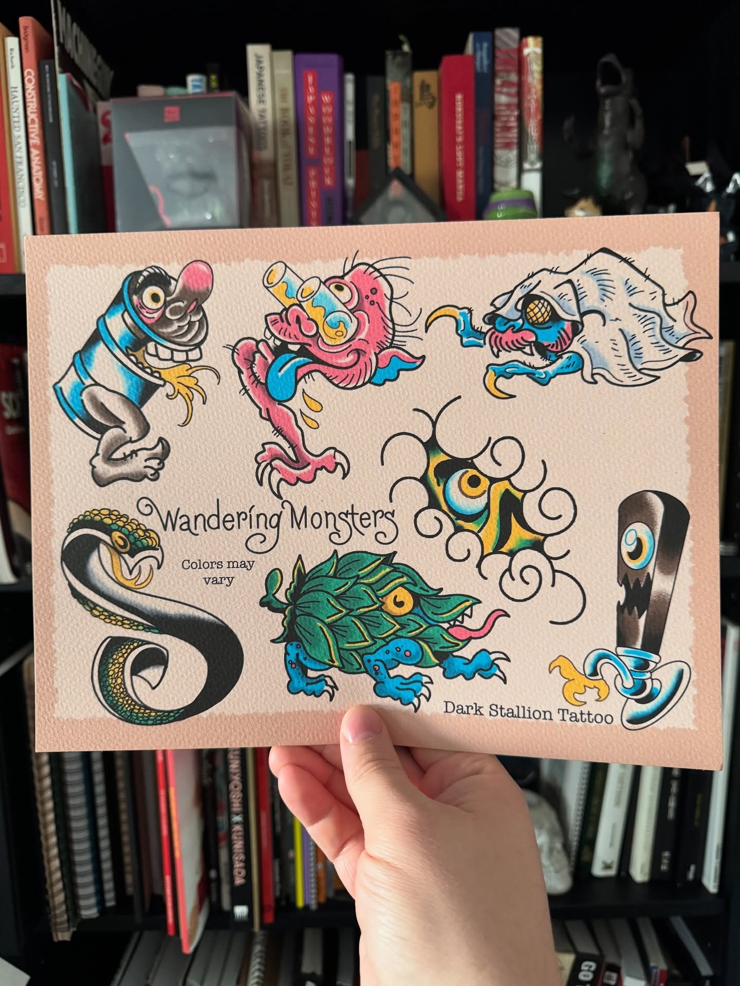 🚨 THIS SATURDAY 🚨 me and the  @darkstalliontattoo boys  will be doing some tattoos to help @wanderingmonstersbeer  celebrate their 2 year anniversary in style . Heres my sheet where I discovered some brewery yokai that are looking to hitch a ride h