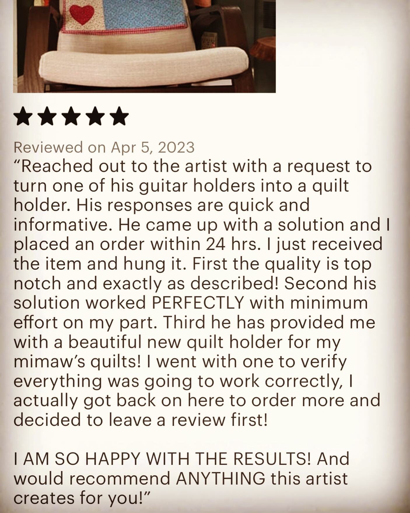 You got to love reviews that are so long you can&rsquo;t even fit the photo on the screen. Happy Monday! www.stonewallsstudio.com

#woodwork #woodworking #wood #handmade #woodworker #quilthanger #design #carpentry #etsy #interiordesign #carpenter #et