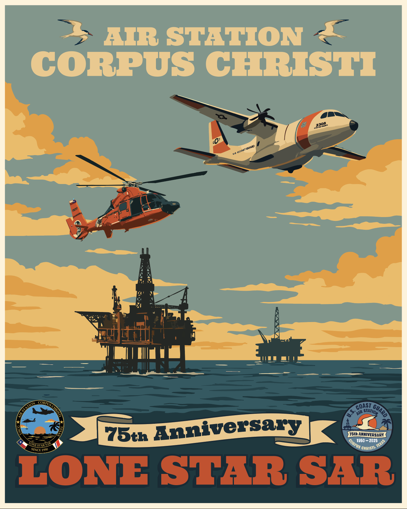 75th Anniversary U.S. Coast Guard aircraft from Air Station Corpus Christi.