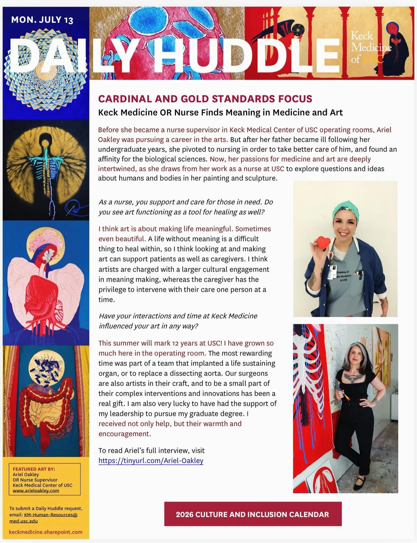 It has been such an immense pleasure to work @keckmedicineusc in the department of surgery @keckuscsurgery it is an even greater pleasure to be recognized as an artist in the place that has evolved and informed my practice more than any other. 🫀🫁✨
