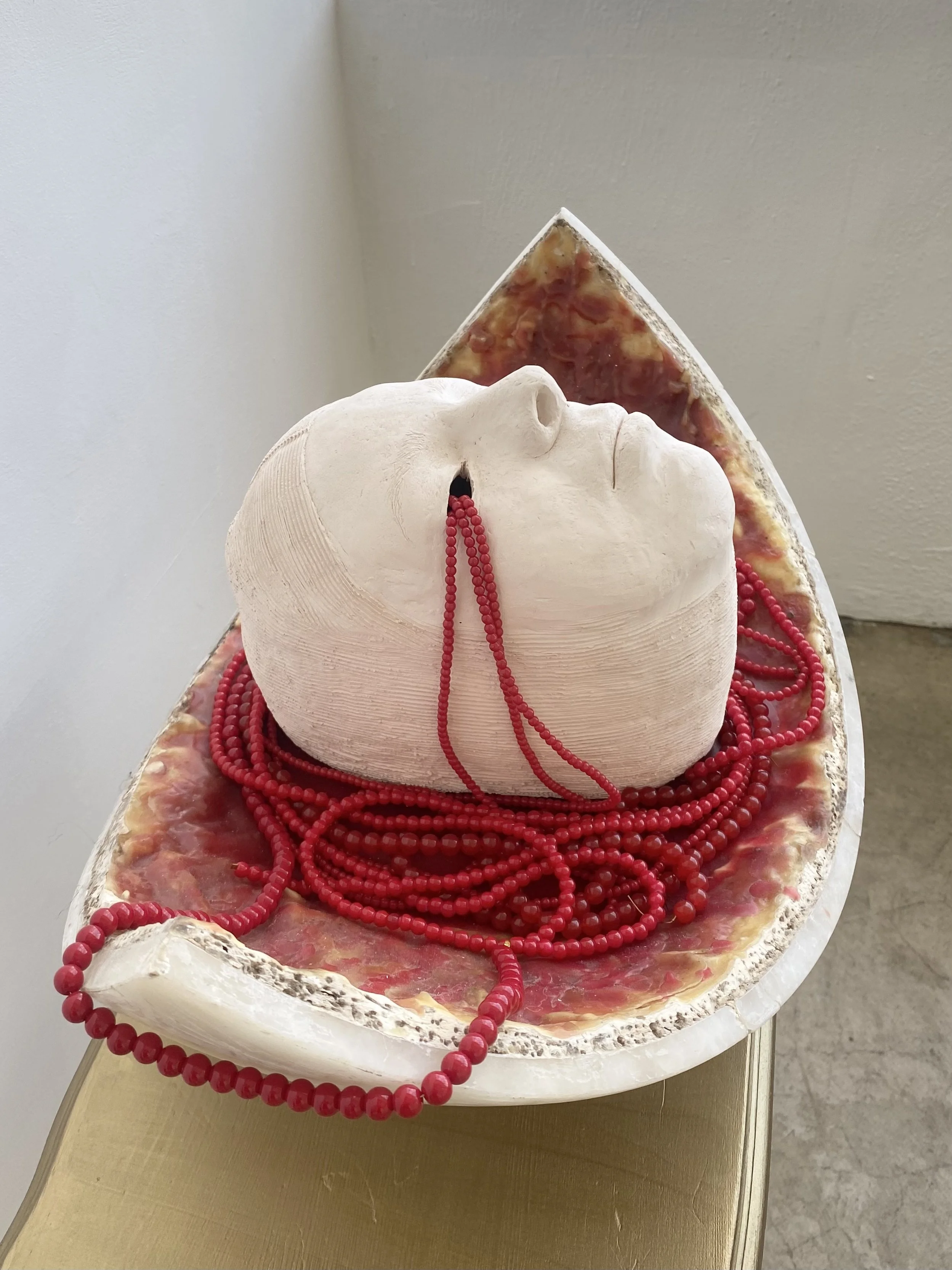 Iphigenia, 2026, Stoneware, plaster, wax, glass