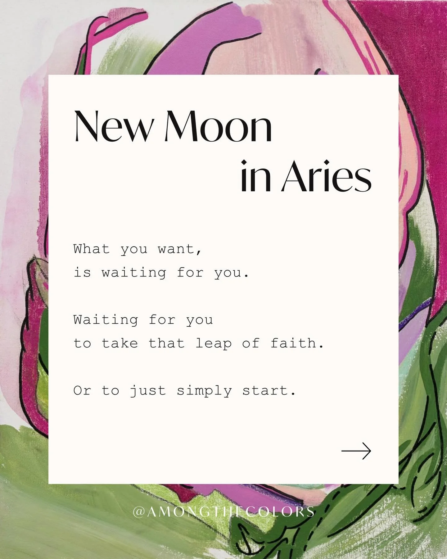 New Moon in Aries 🌑❤️&zwj;🔥

The New Moon arrives in Aries at 27&deg;29&rsquo; on April 17 at 5:51am MST.

A New Moon conjunct Chiron, the wounded healer &mdash; this New Moon and Chiron are surrounded by new friends Mars and Mercury (recently join
