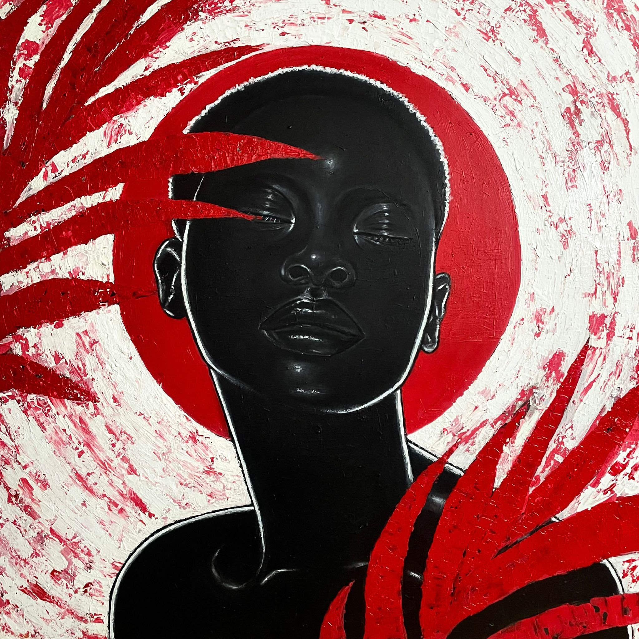 ROOTS (2021). Acrylic, Oil Pastels and Charcoal on Canvas, 100 x 100 cm