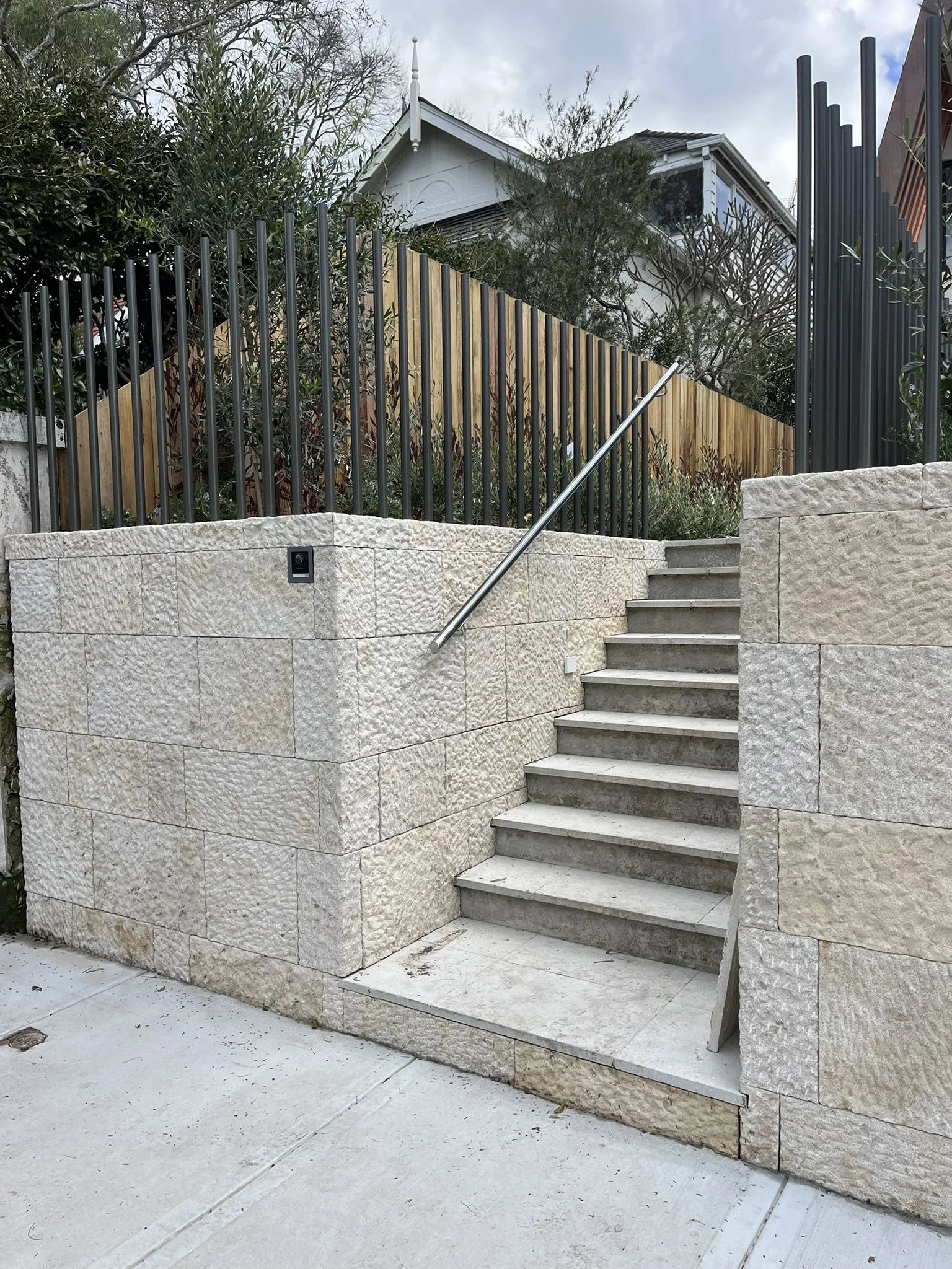 Steel Pipe Frameless Fencing- Mosman Sydney.JPEG