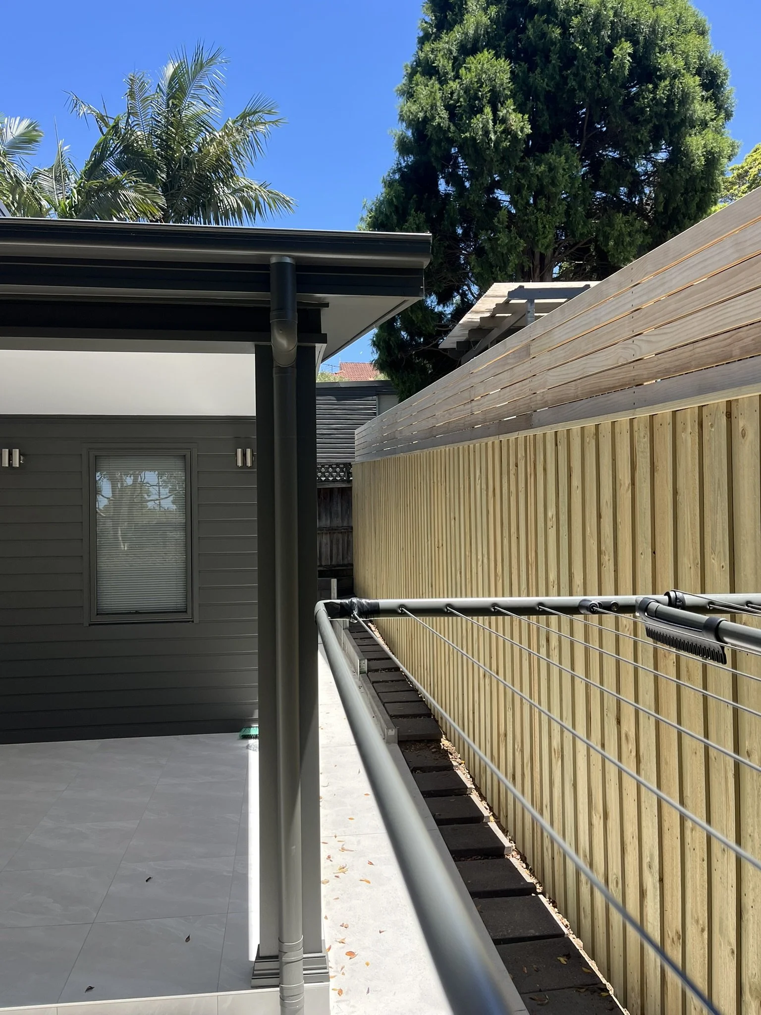 Lap and Cap Pine Fence Install, with Dressed Pine Slat Privacy Screening