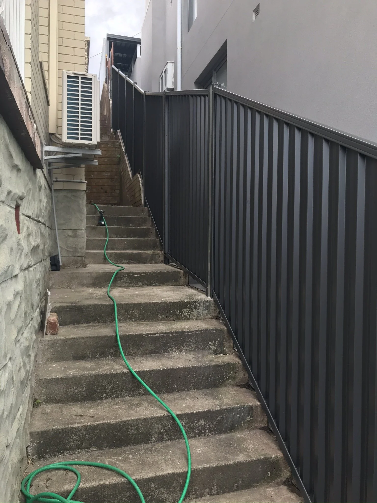 Raked Colorbond Fence with Heavy Duty Posts. Built in Blakehurst NSW