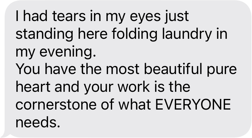 Text message message expressing emotional support and admiration for someone's kindness and work ethic.