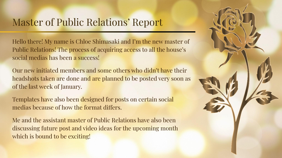 The Master of Public Relations, Chloe, took headshots, acquired access to the social media, and designed templates for social media.