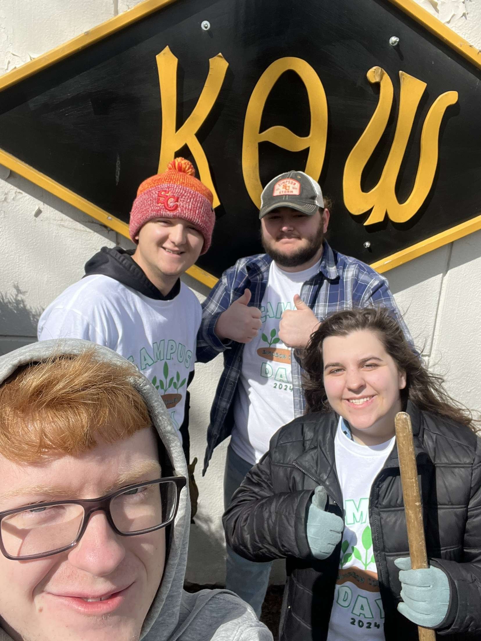 Wyatt Heisterkamp, Sid Hudson, Brandy Shannon, Sabrina Erickson! Did a fantastic job cleaning the deck at Kappa Theta Psi!
