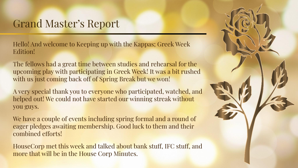 Grand Master's Report