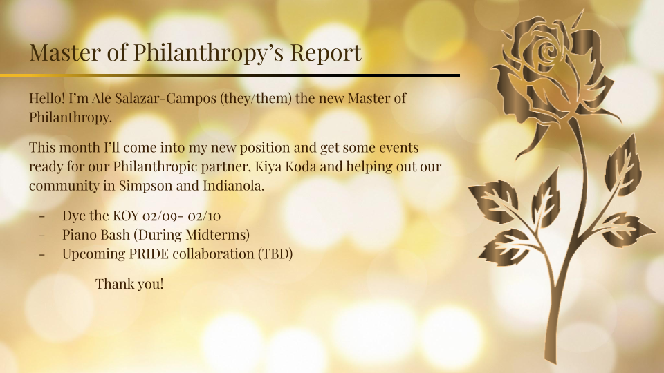 The Master of Philanthropy, Ale, is working on entering their position and getting events ready.