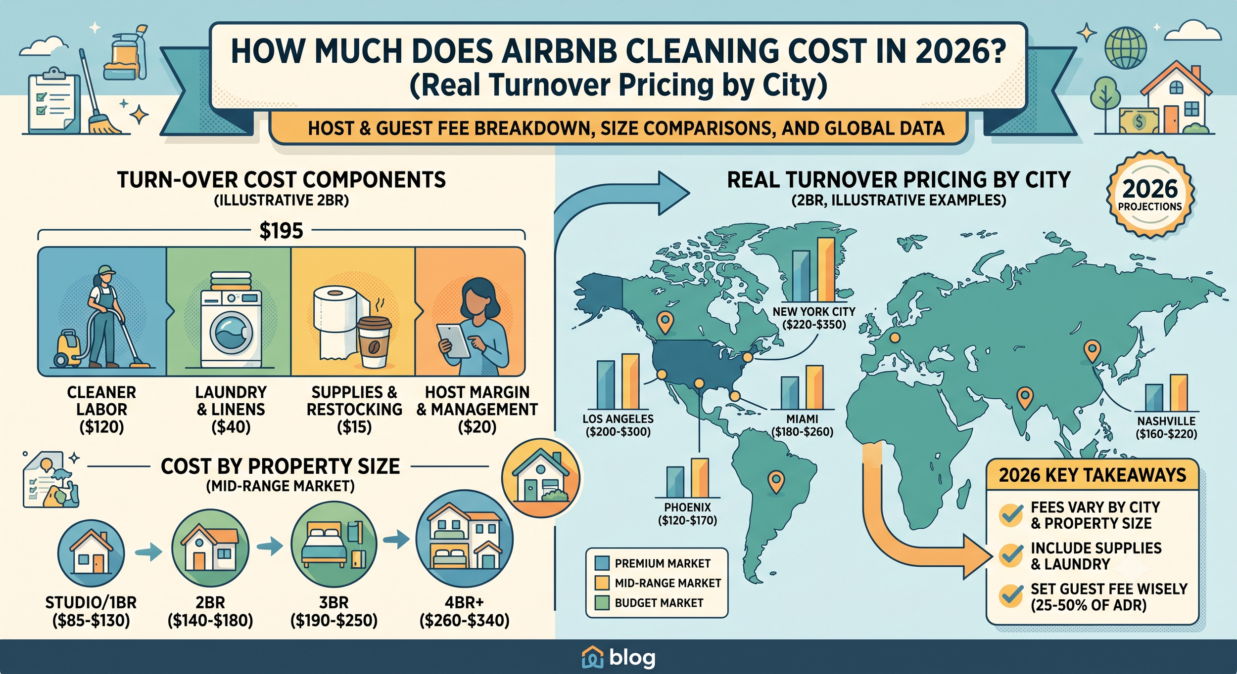 How Much Does Airbnb Cleaning Cost in 2026? (Real Turnover Pricing by City)