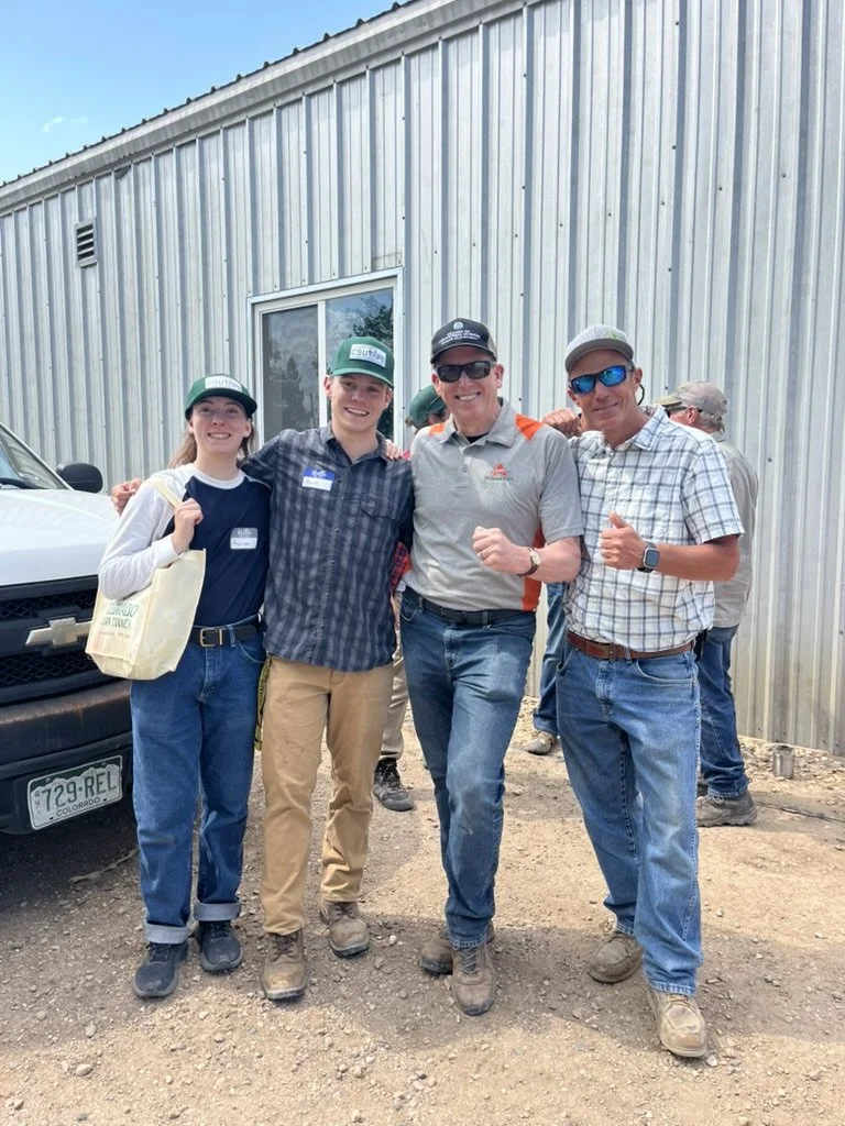  From left to right: Aaron Cherry, CSU-TAPS student intern; Mason England, CSU-TAPS student intern; Chris Pires, head of CSU Department of Soil and Crop Sciences; and Andy Clark, ARDEC South research associate 