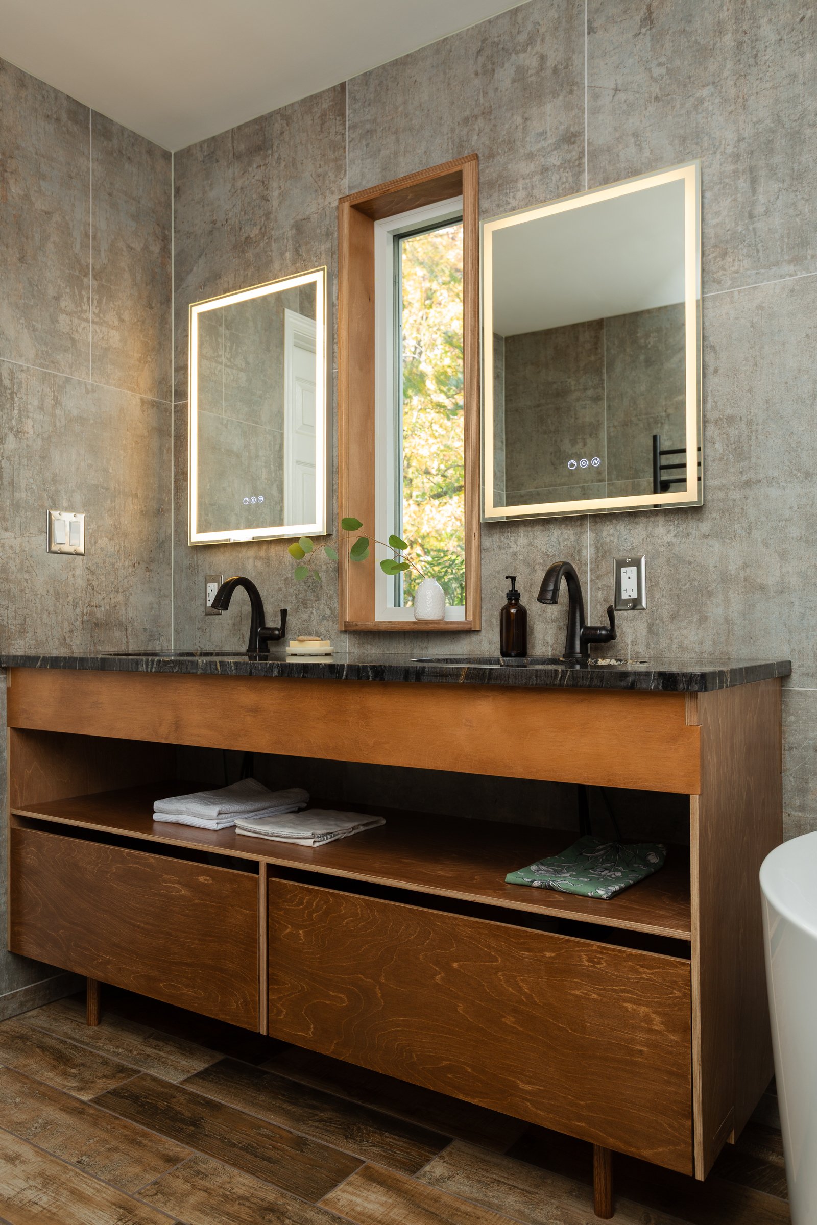 custom built double sink vanity