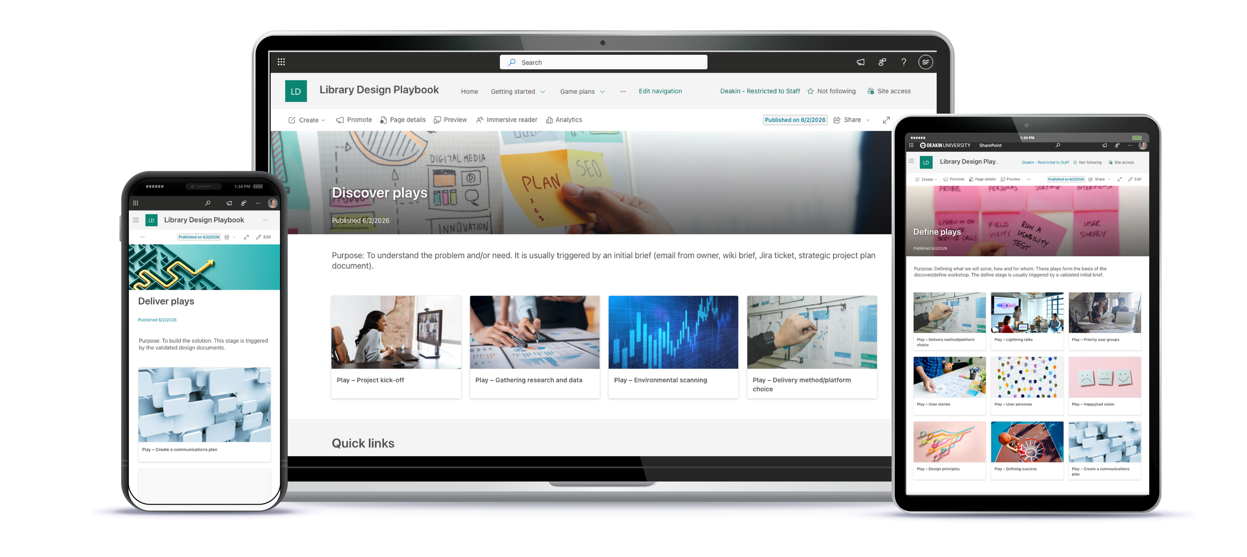 Discover, Design and Deliver play subpages