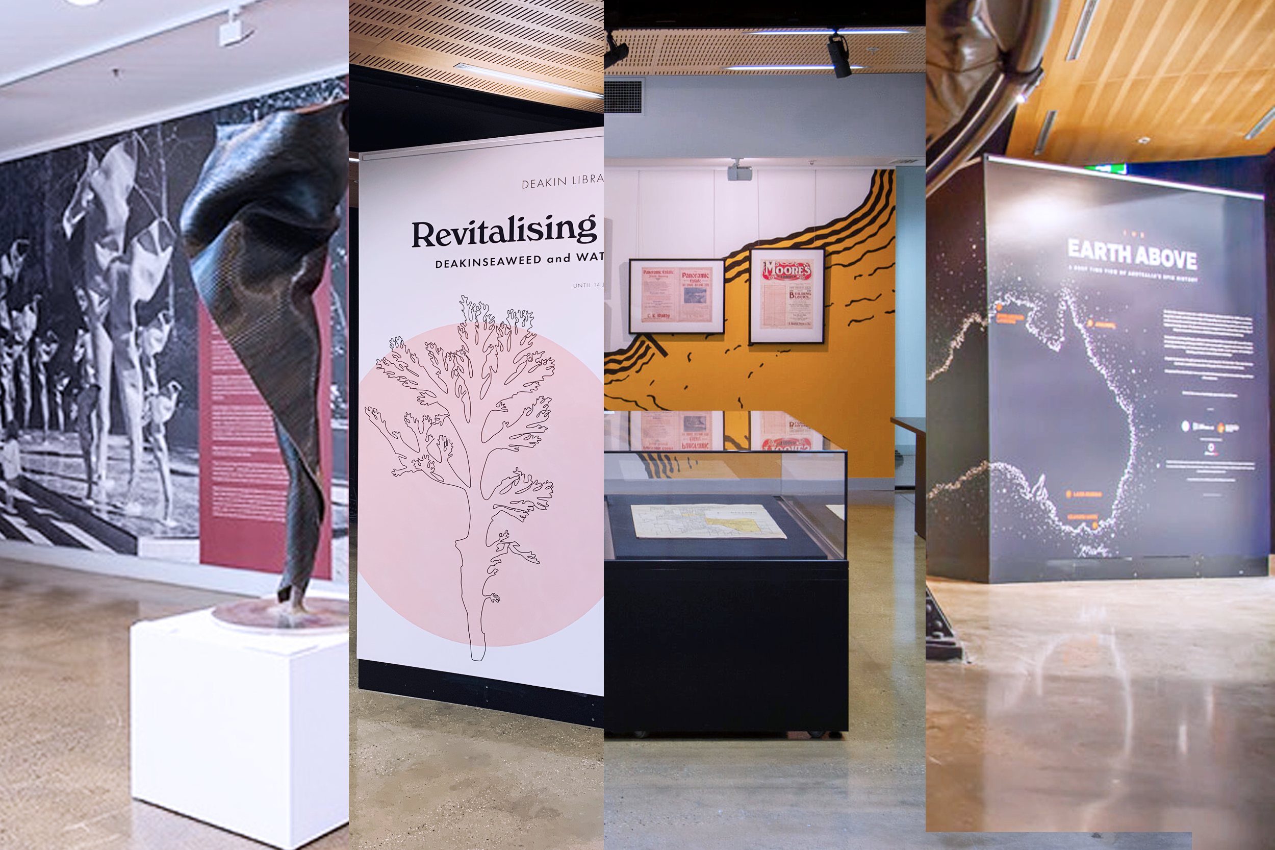 Image comprising of four exhibitions I have designed or co-designed.