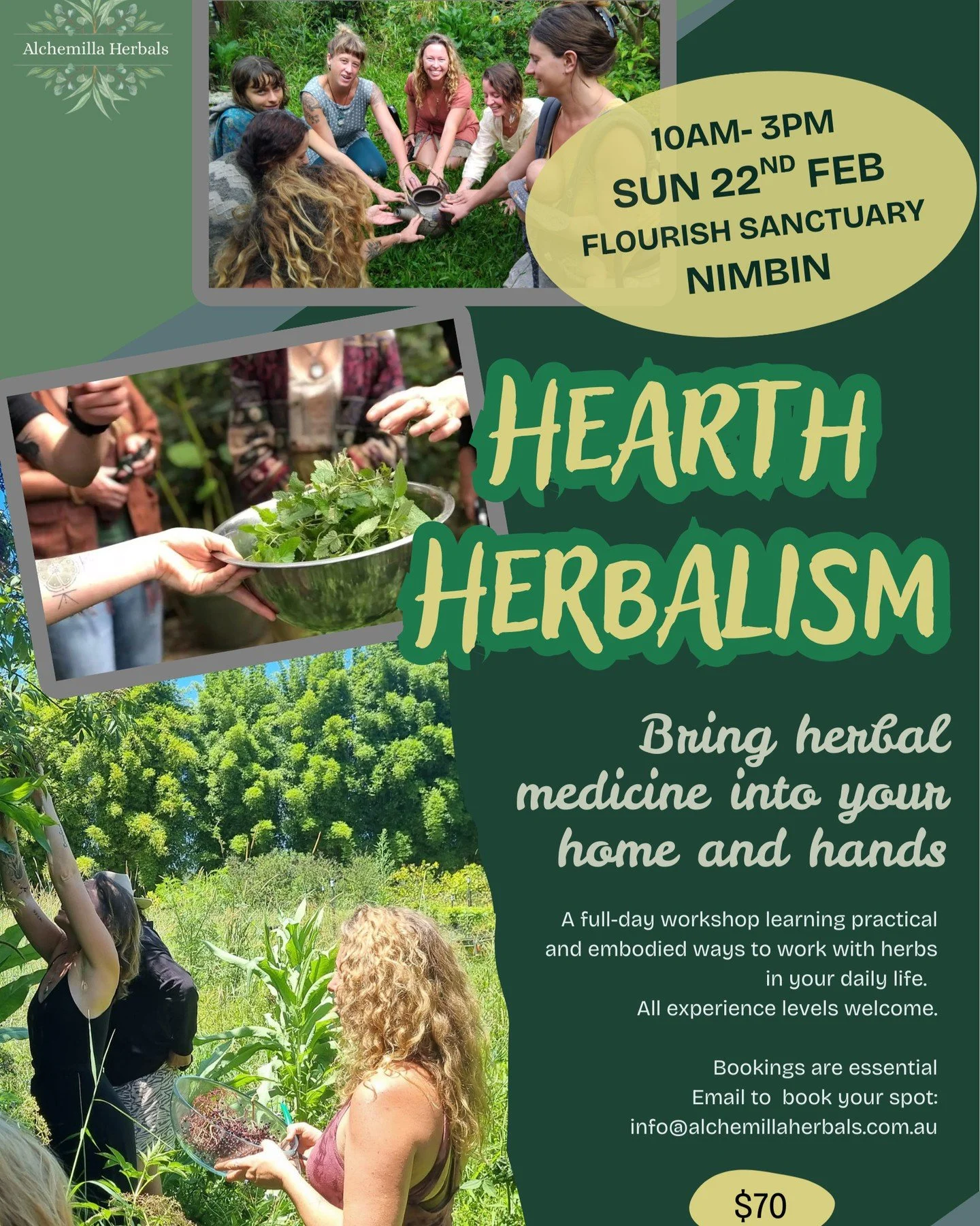 🌿 HEARTH HERBALISM- Nimbin 🌿
This full-day workshop is a deep exploration into how to work with the medicine growing around you for the health of yourself and family, and your community.

It is about being empowered to take care of your own body an