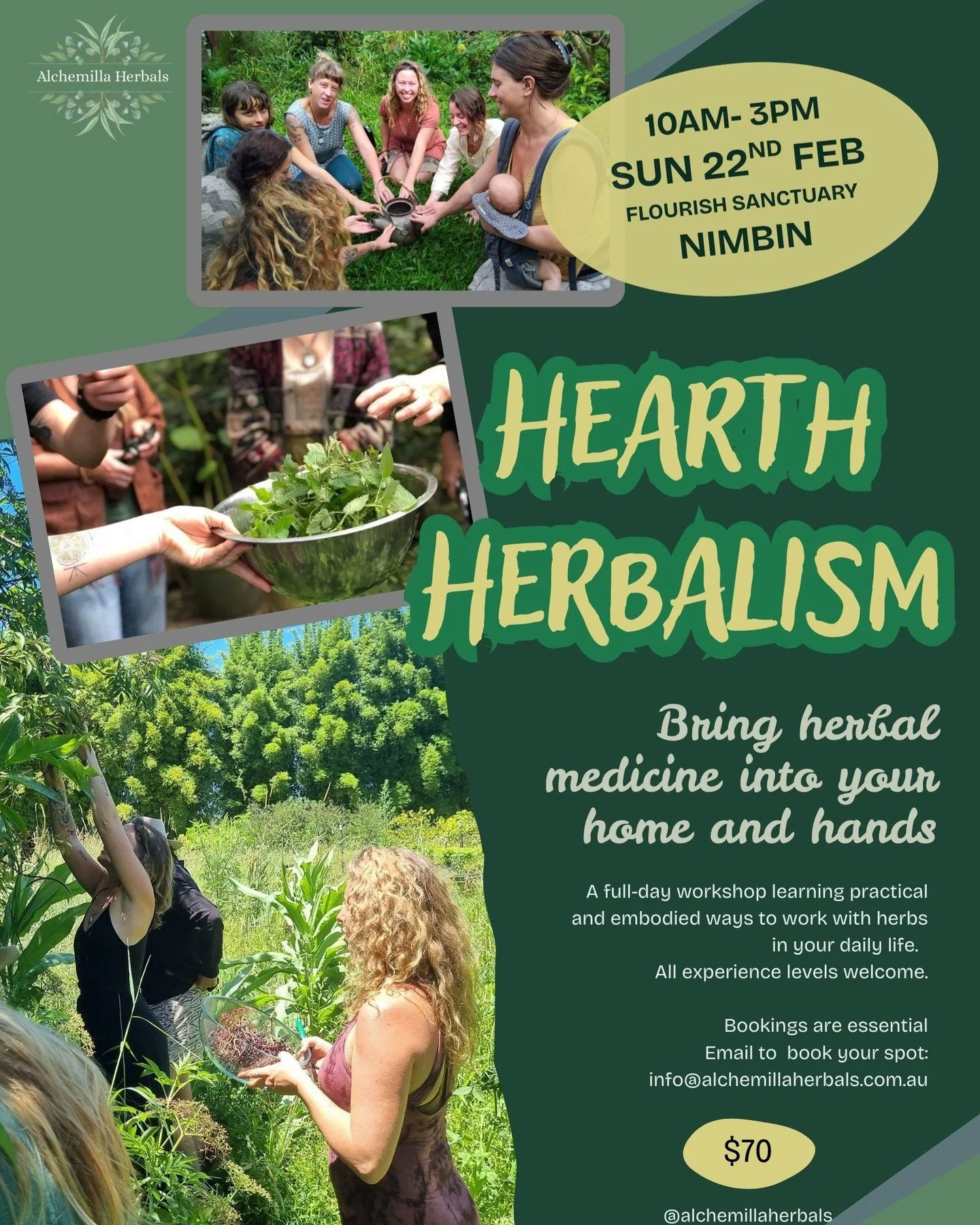 2 spots left in Hearth Herbalism on 22nd Feb at Flourish Sanctuary in Nimbin. Get your ticket now if you don't want to miss out. 

🌿HEARTH HERBALISM- Bring herbal medicine into your hands and hearth!
This full-day workshop is a deep exploration into