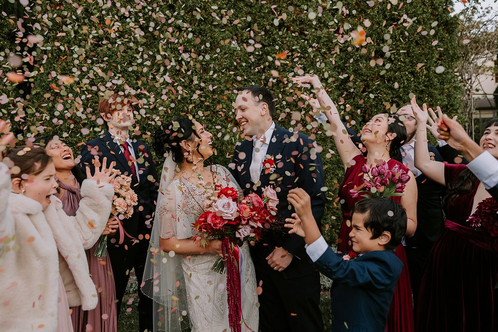 When you get THAT confetti shot at Ginninderry Homestead A stunning wedding, reception, and accommodation venue just 20 mins from Canberra's CBD.