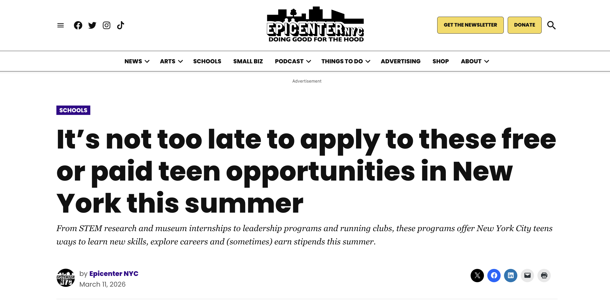 SNLP IN THE NEWS: It’s not too late to apply to these free or paid teen opportunities in New York this summer