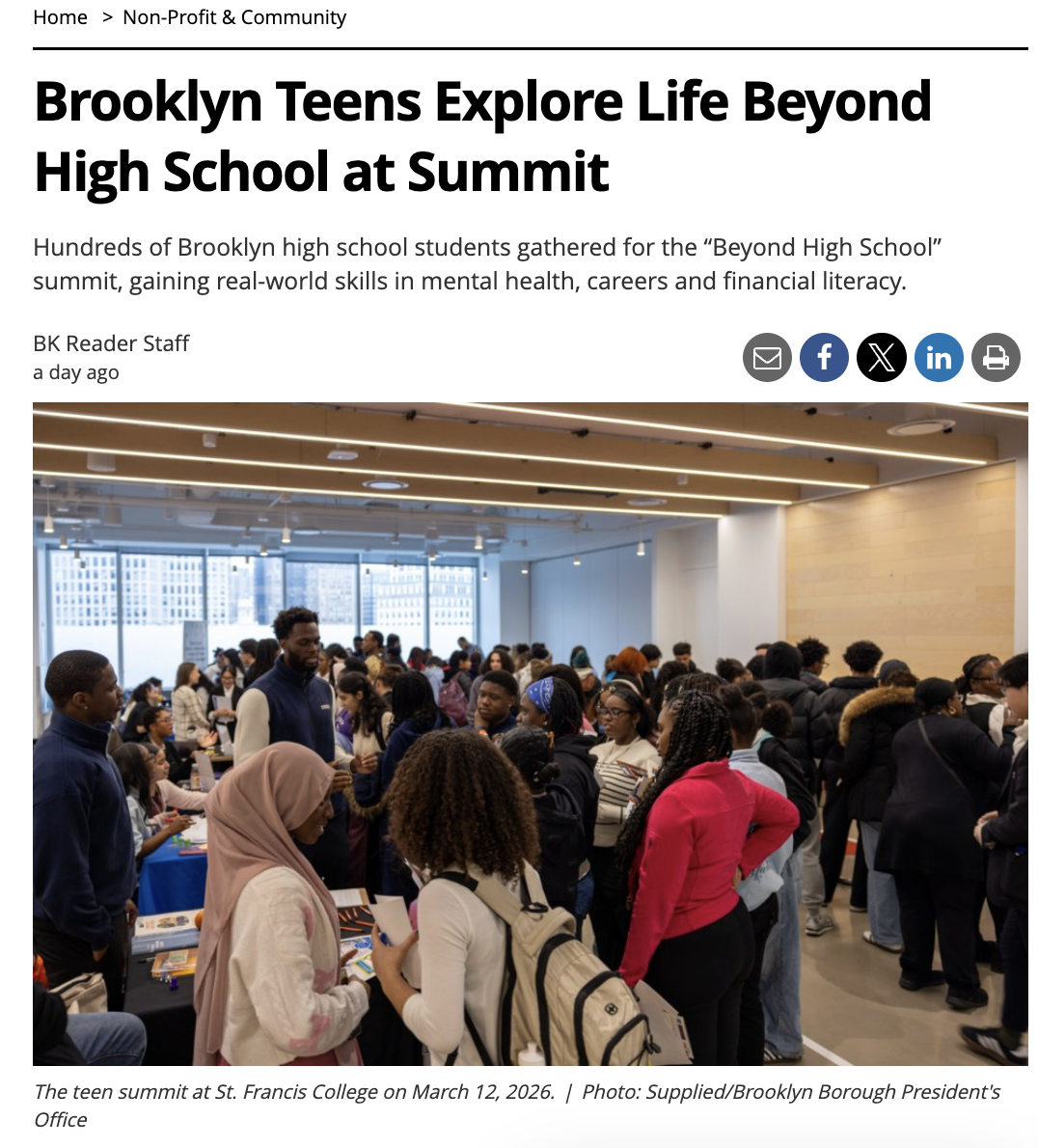 SNLP IN THE NEWS: Brooklyn Teens Explore Life Beyond High School at Summit