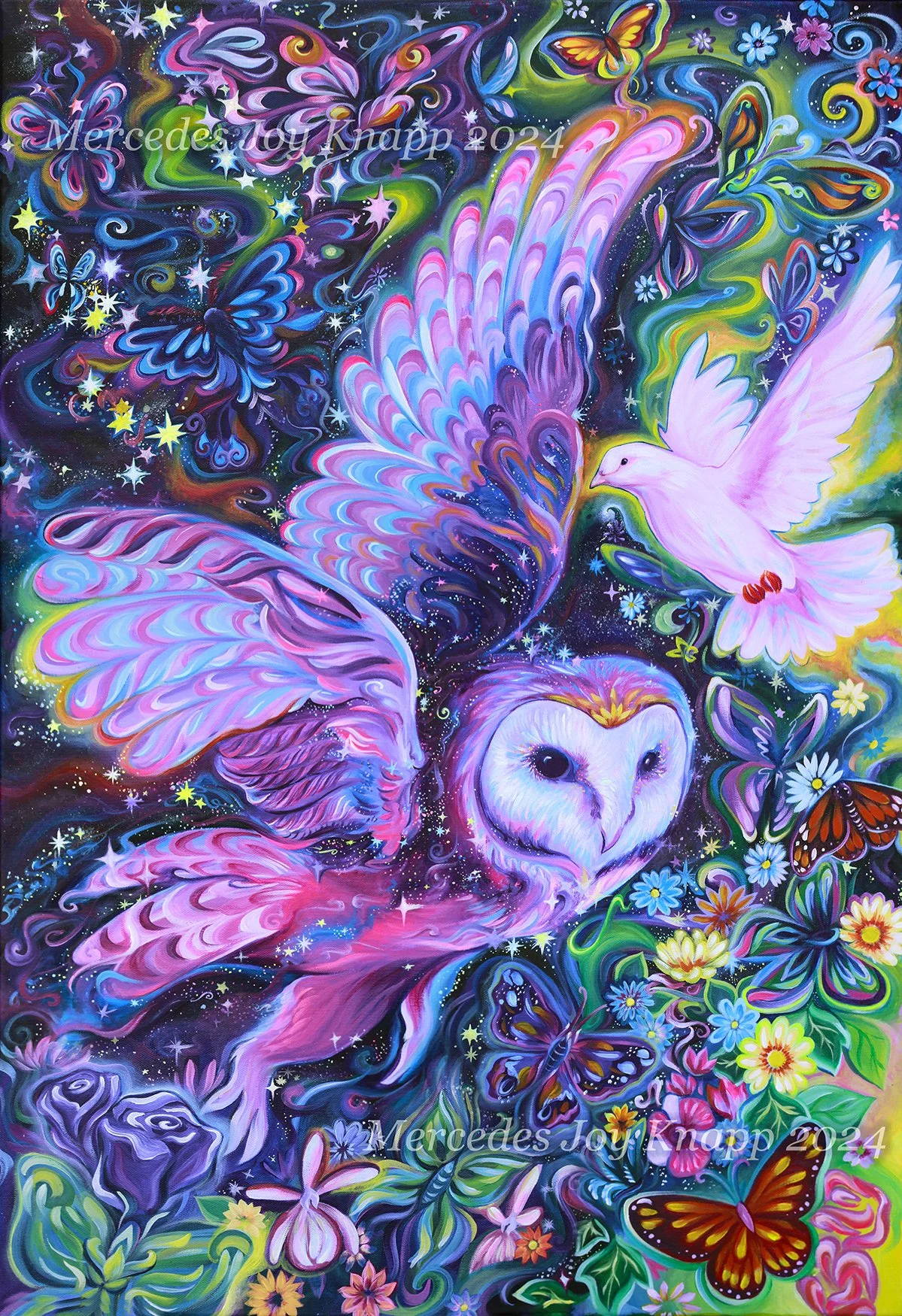 Wisdom and Peace // Acrylic on 24 x 34 inch canvas, 2024