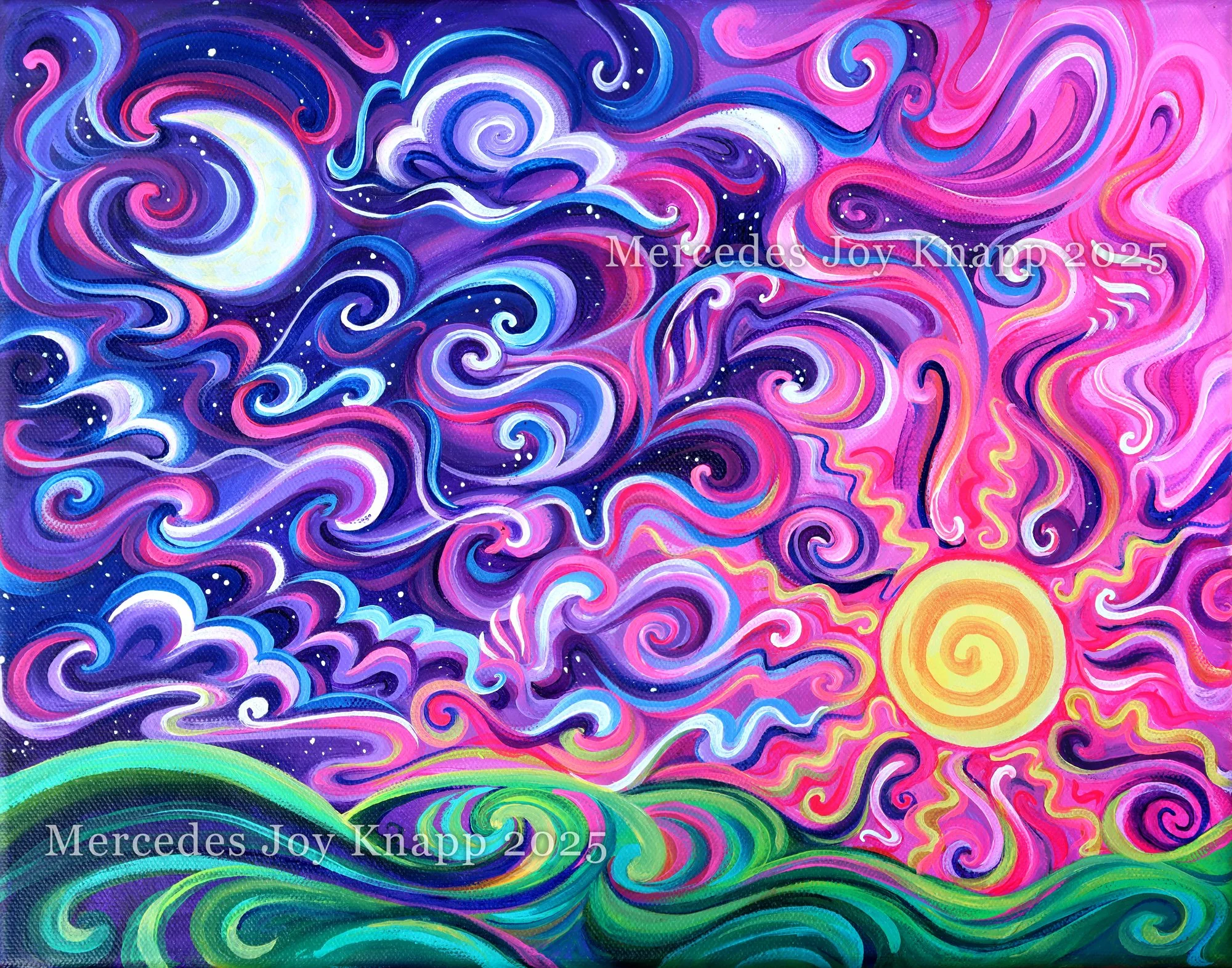 Sky Meeting // acrylic on 14x11x.75 inch canvas 2025