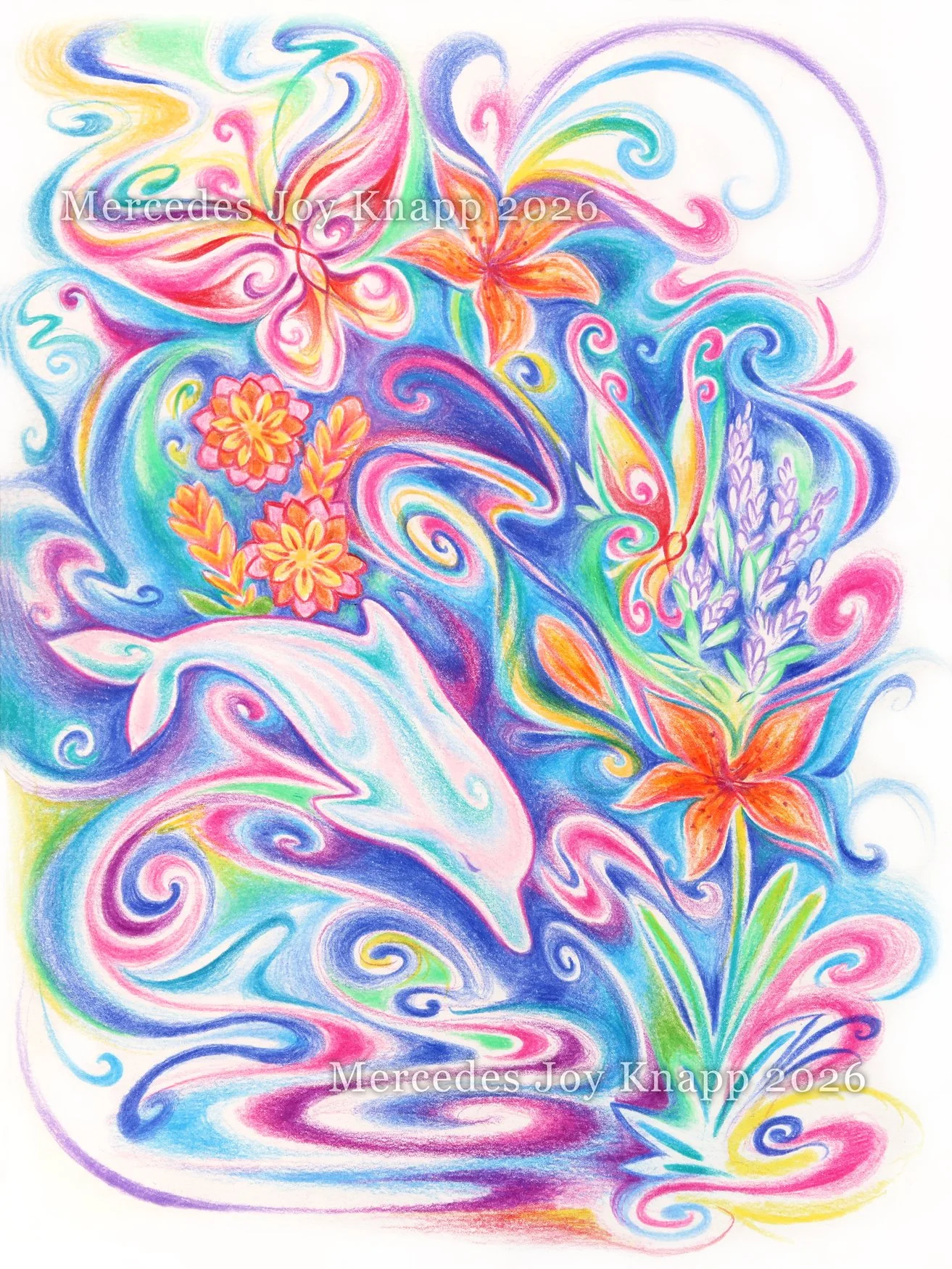 Leaps and Bounds, colored pencil on 6"x8" paper