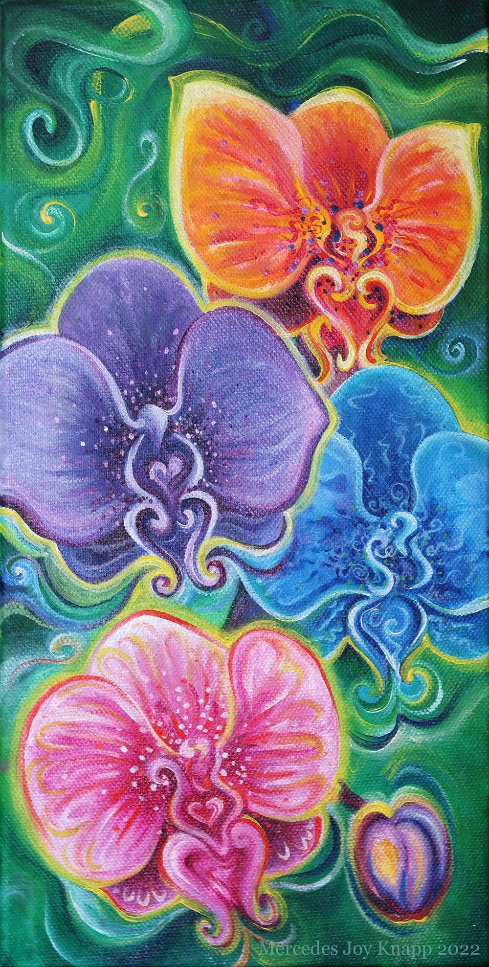 Orchid Study // Acrylic paint on 6in x 12in canvas, 2022
