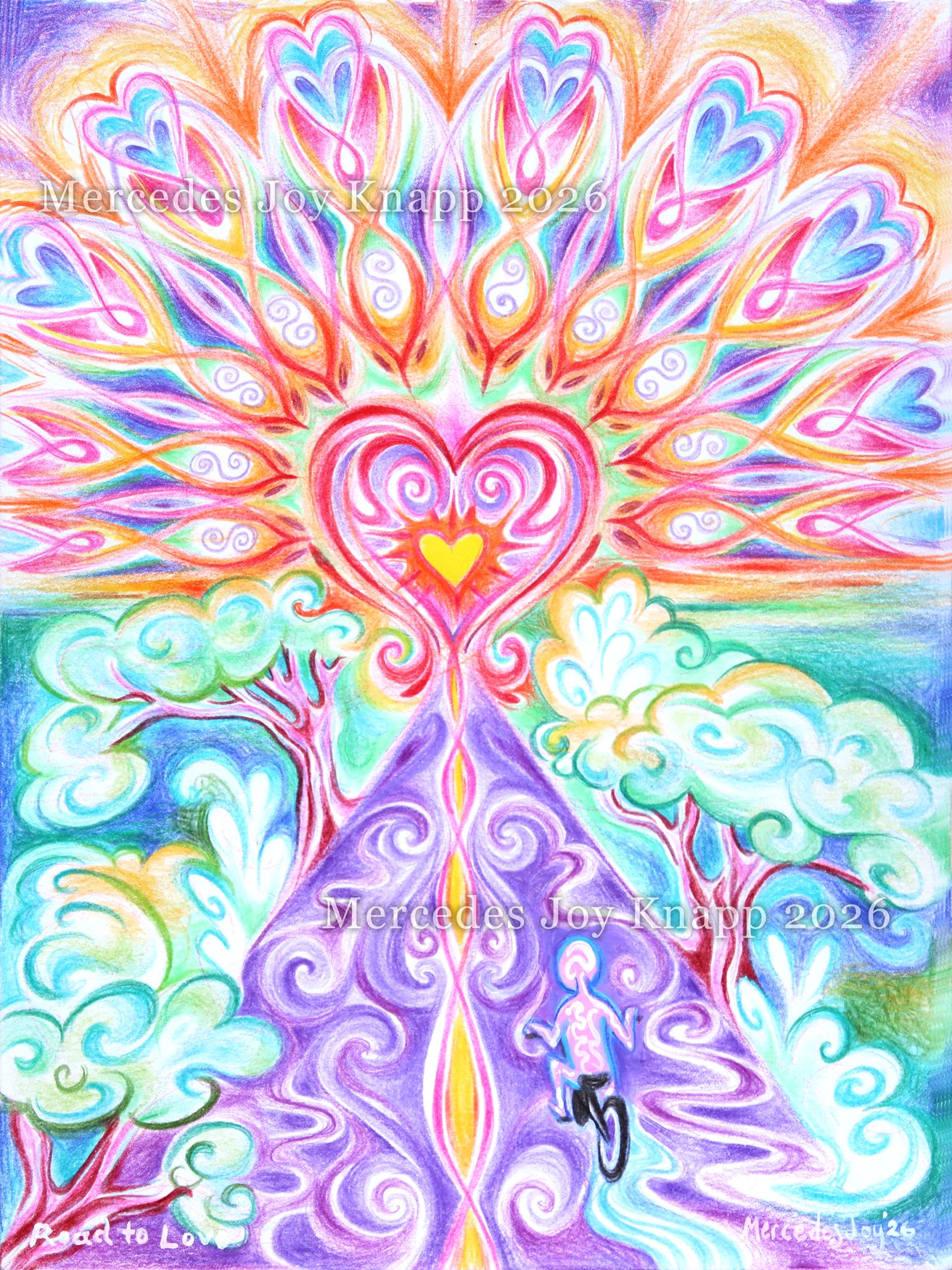 Road to Love, colored pencil and ink on 6"x8" paper