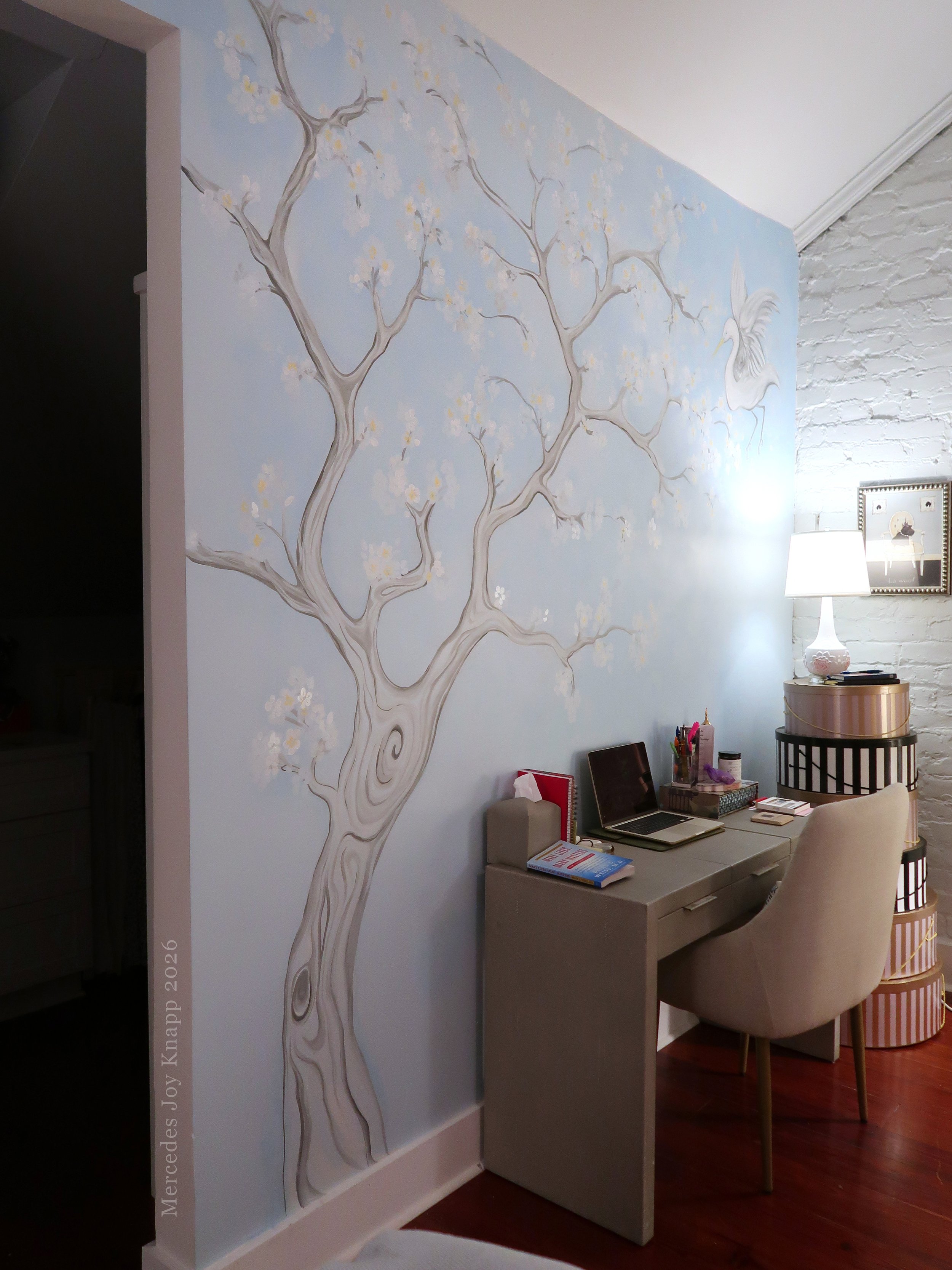 Chinoiserie Cherry Tree and Egret 2026
