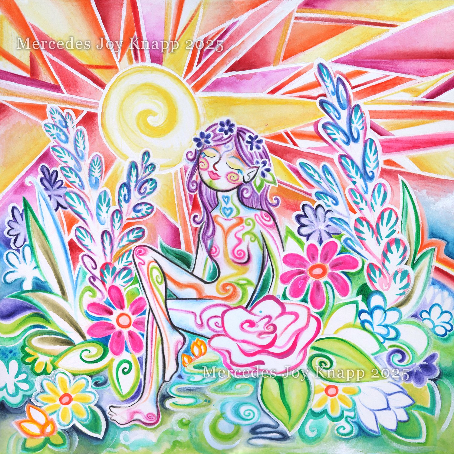 A Lush Day // mixed media on 8x8 inch watercolor paper 2025